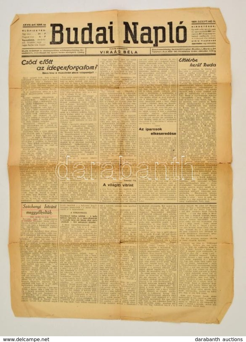 1931 A Budai Napló 28. évf. 1056. Lapszáma, érdekes Hírekkel, írásokkal - Unclassified