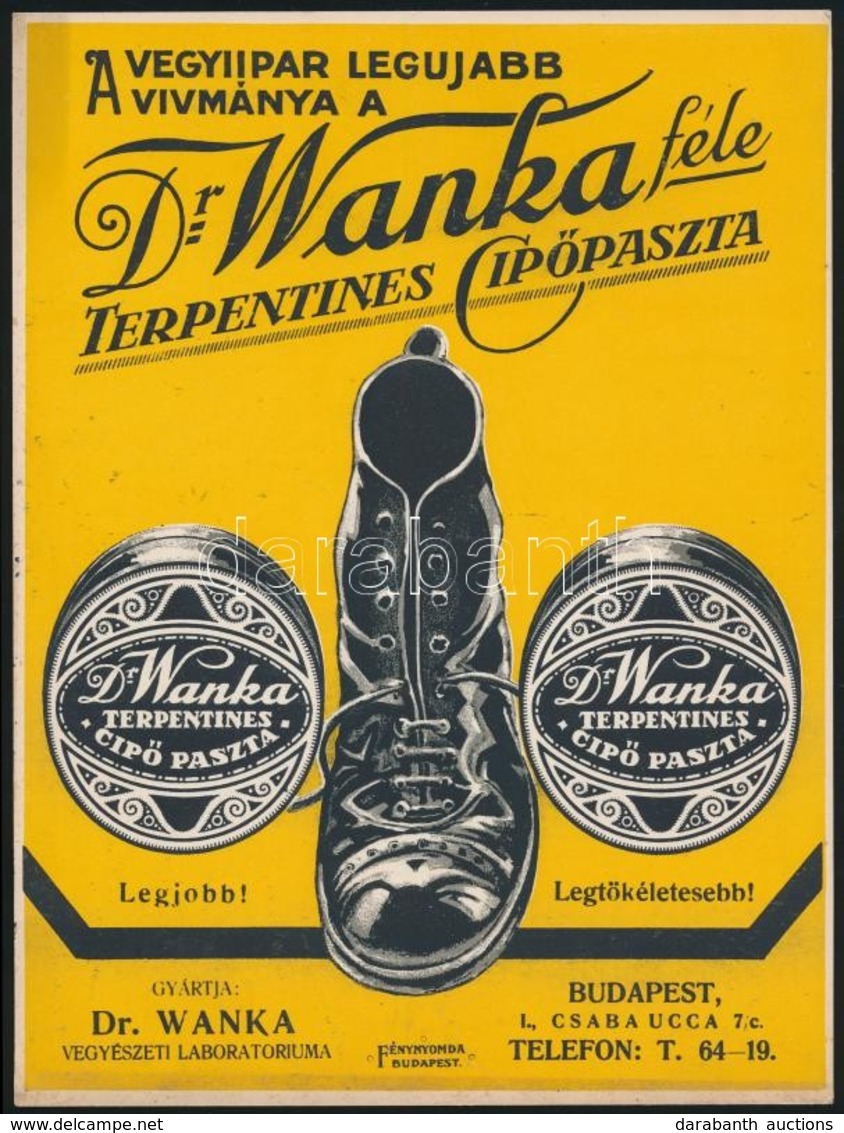 Cca 1920 Dr. Wanka Féle Cip?paszta Karton Kisplakát Szép állapotban. 19x24 Cm - Other & Unclassified