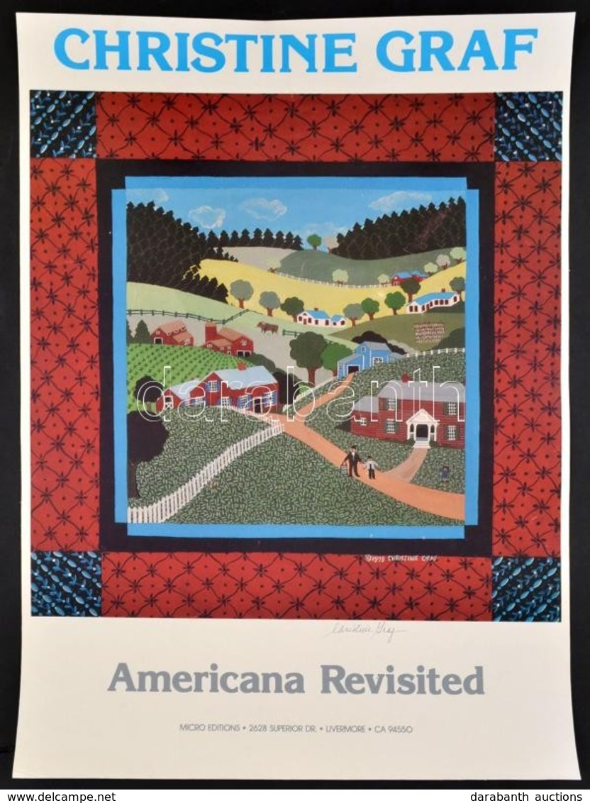 Cca 1980 Christine Graf Kiállítás Plakát, A M?vész Saját Kez? Aláírásával, 61,5x44 Cm / Christine Graf Folk Art Exhibiti - Other & Unclassified