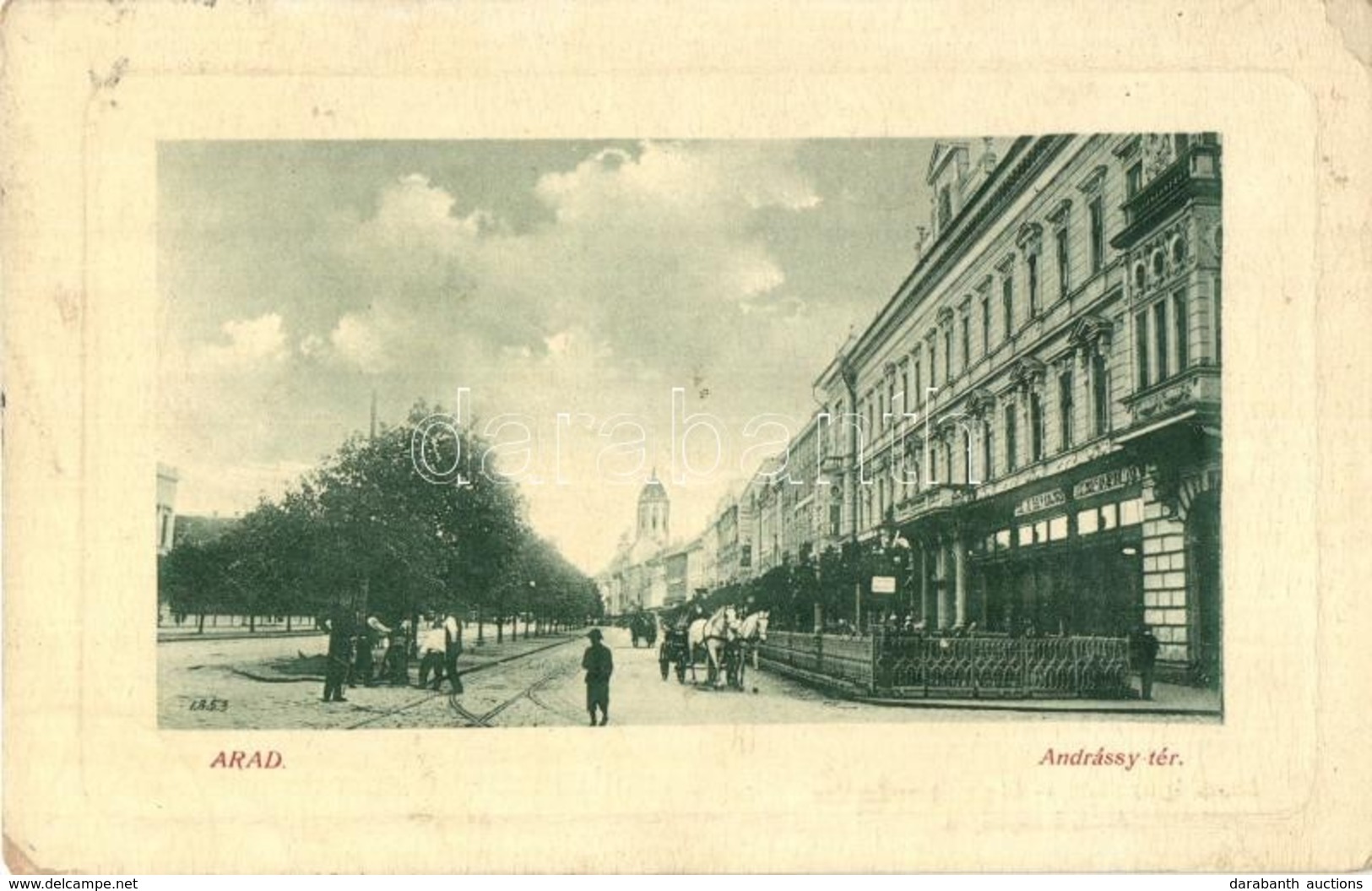 T3 Arad, Andrássy Tér, Hungária Kávéház. W. L. Bp. 220. Mandl Ignác Kiadása / Square, Café (EK) - Unclassified