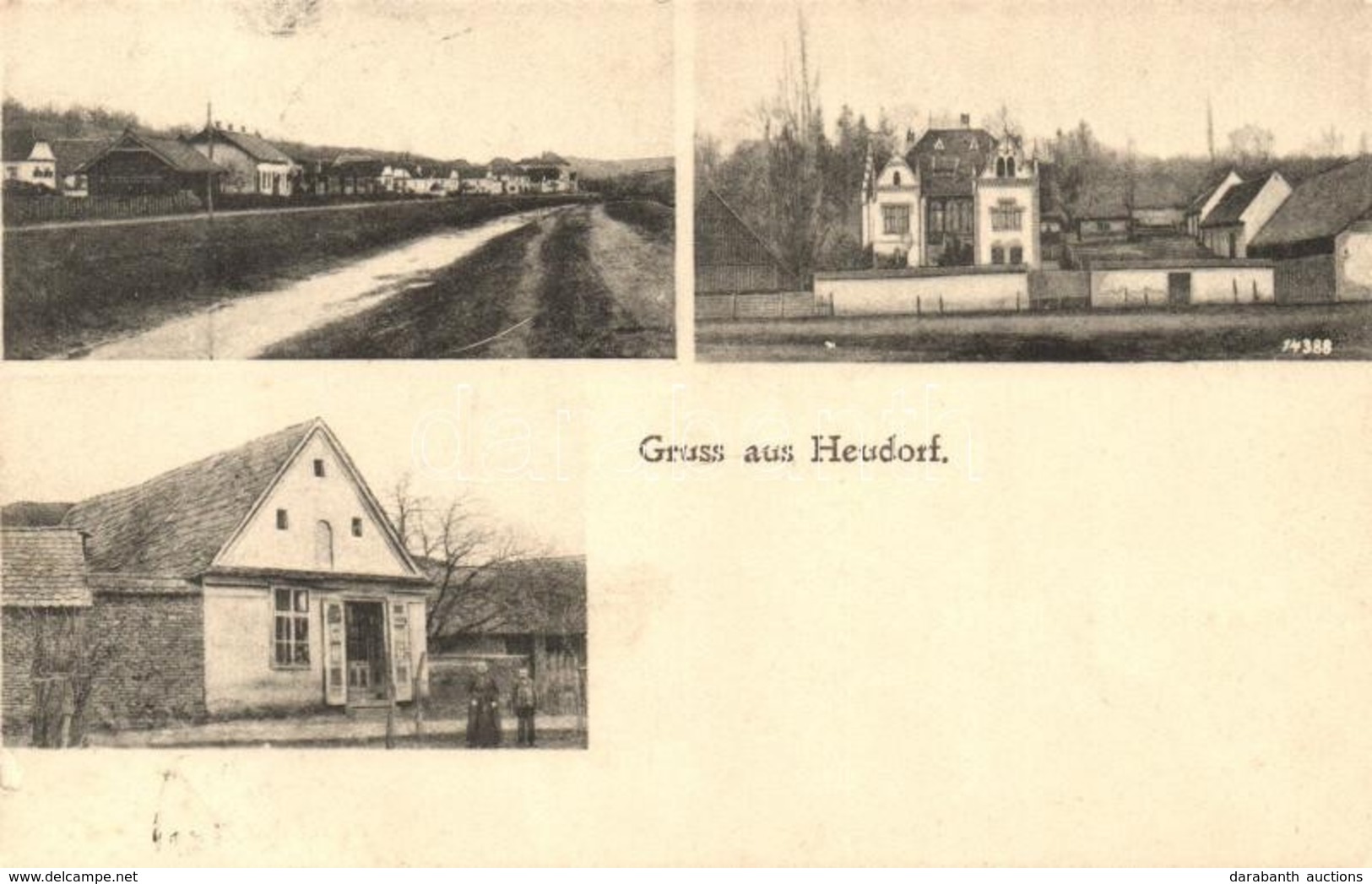 T3 Hégen, Heudorf, Bradeni; Utca, Villa, üzlet / Street, Villa, Shop (kis Szakadás / Small Tear) - Unclassified