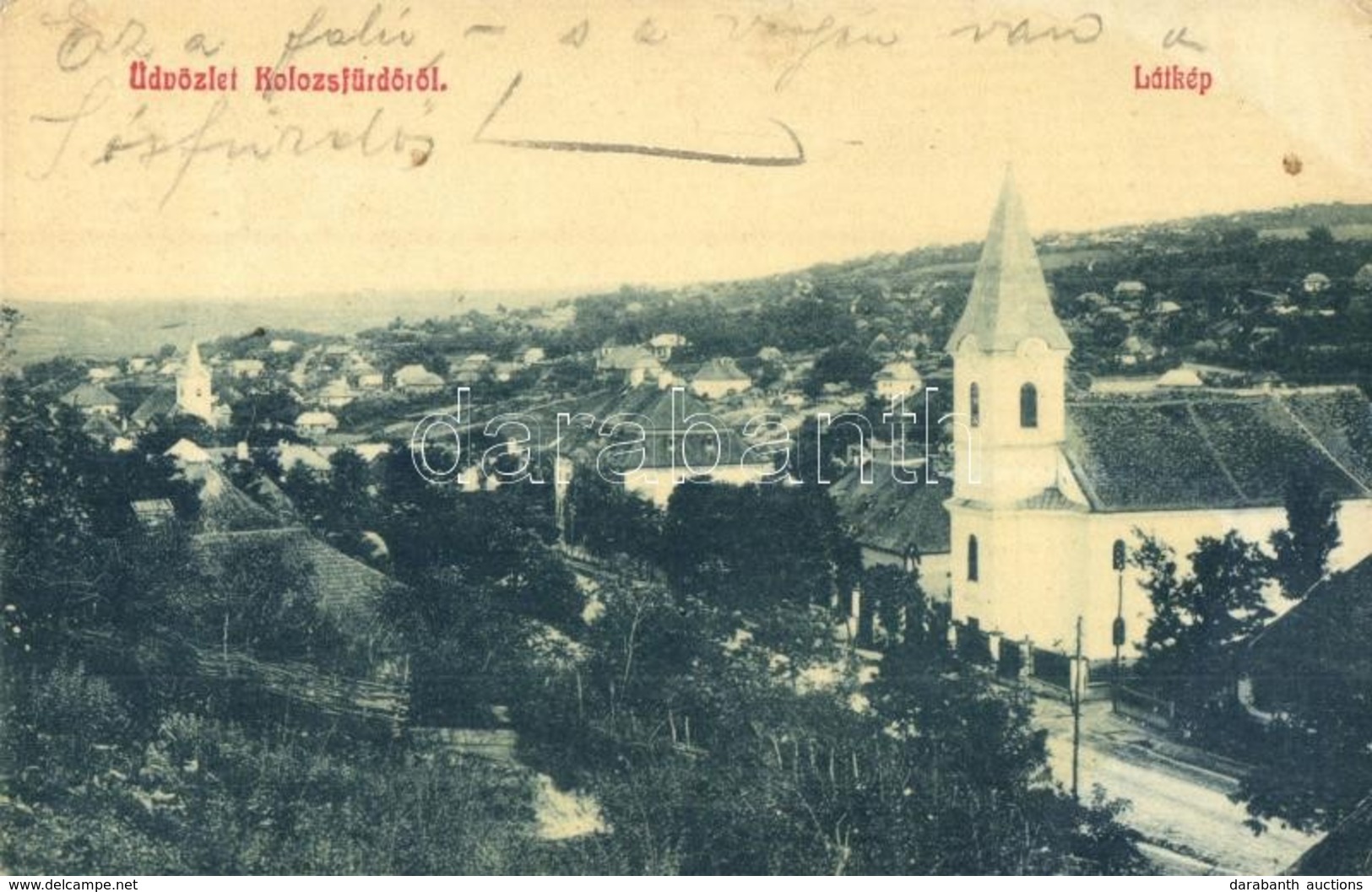 T2/T3 Kolozs, Cojocna; Látkép, Református Templom. W. L. 1584. / General View, Calvinist Church (EK) - Unclassified