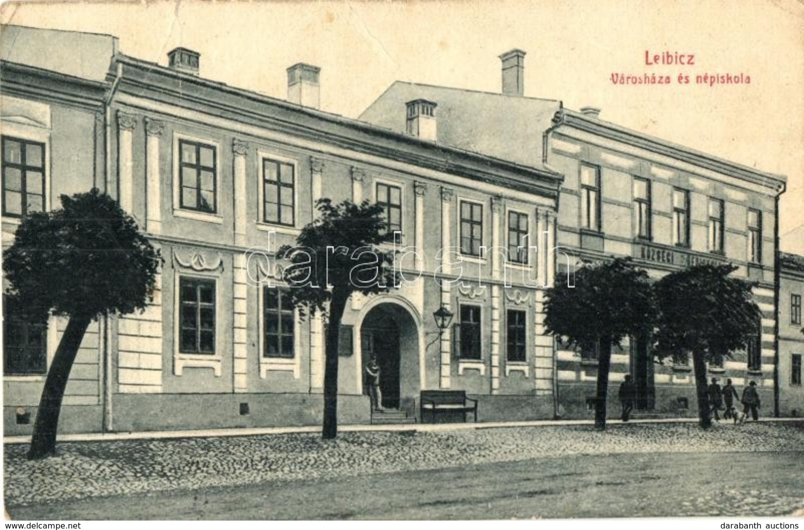 T3 Leibic, Leibitz, Lubica; Városháza, Népiskola. W.L. Bp. 2883. Götz Amália Kiadása / Town Hall, School + Cs. Zákopnick - Unclassified