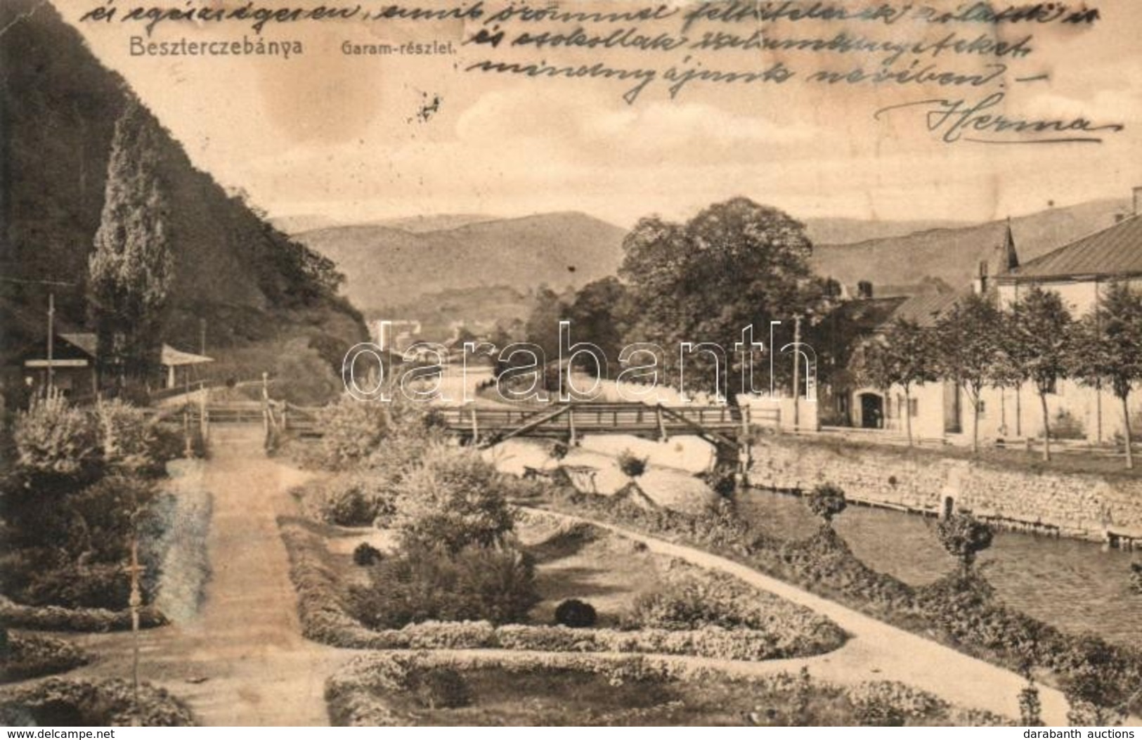 T3/T4 Besztercebánya, Banská Bystrica; Garam Part, Híd. Machold F. Kiadása / Hron Riverside, Bridge (r) - Unclassified