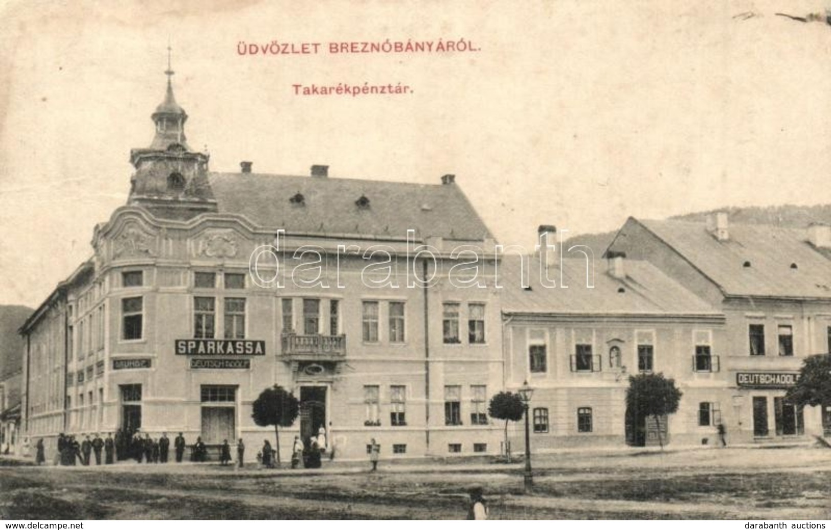 * T3 Breznóbánya, Brezno Nad Hronom; Takarékpénztár, Deutsch Adolf áruházai. Kreisler József Kiadása / Savings Bank, Sho - Unclassified