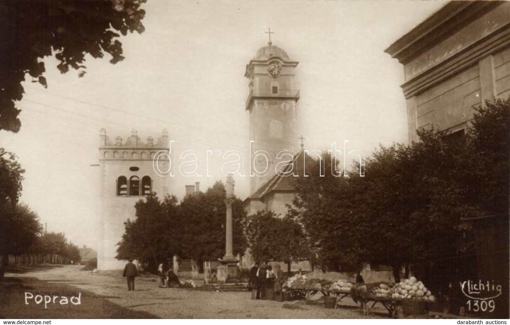 ** T1/T2 Poprád, Templom, Piac / Market, Church. Lichtig Photo - Non Classés