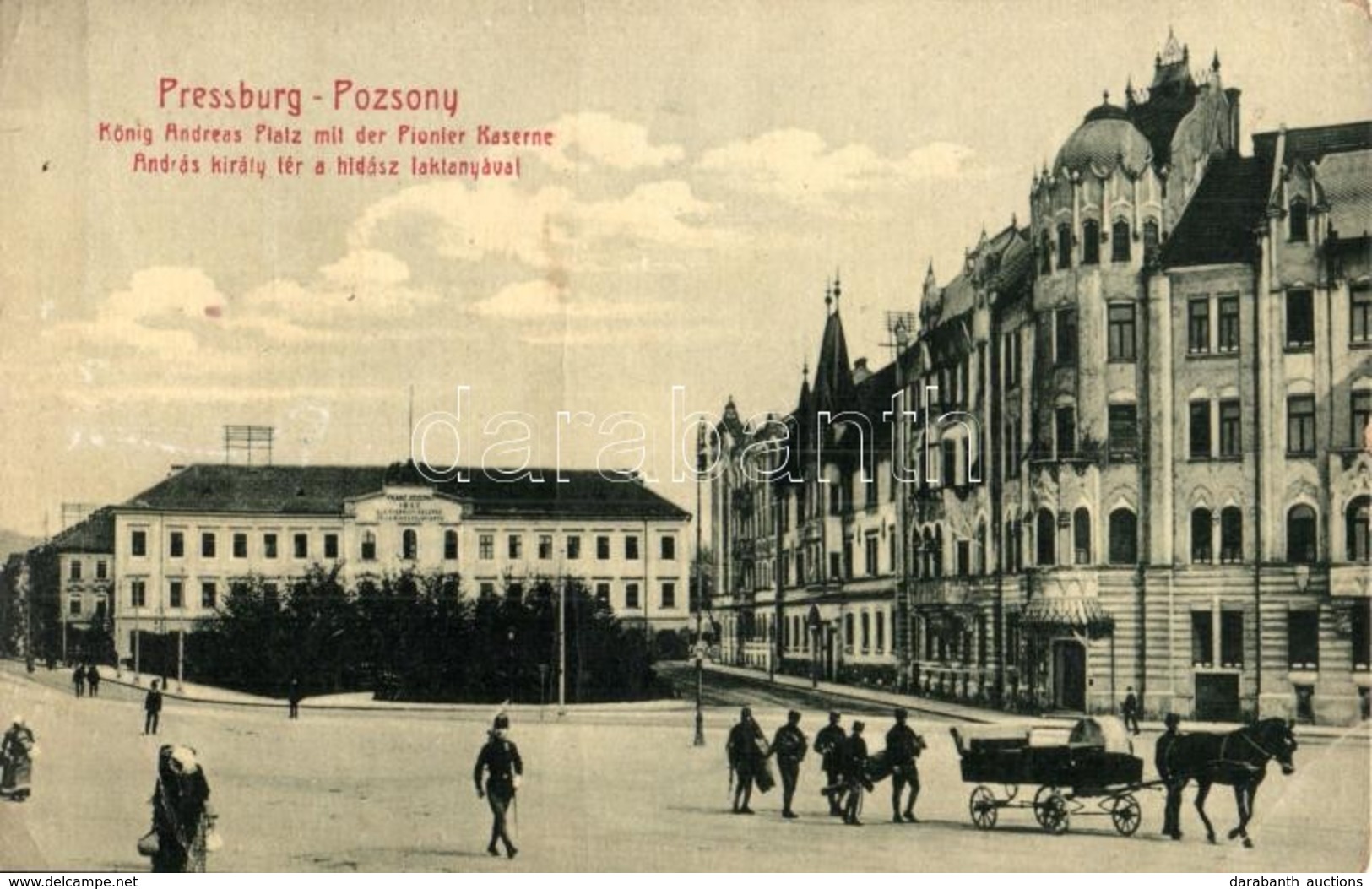 T3/T4 Pozsony, Pressburg, Bratislava; König Andreas Platz Mit Der Pionier Kaserne / András Király Tér A Hidász Laktanyáv - Non Classés