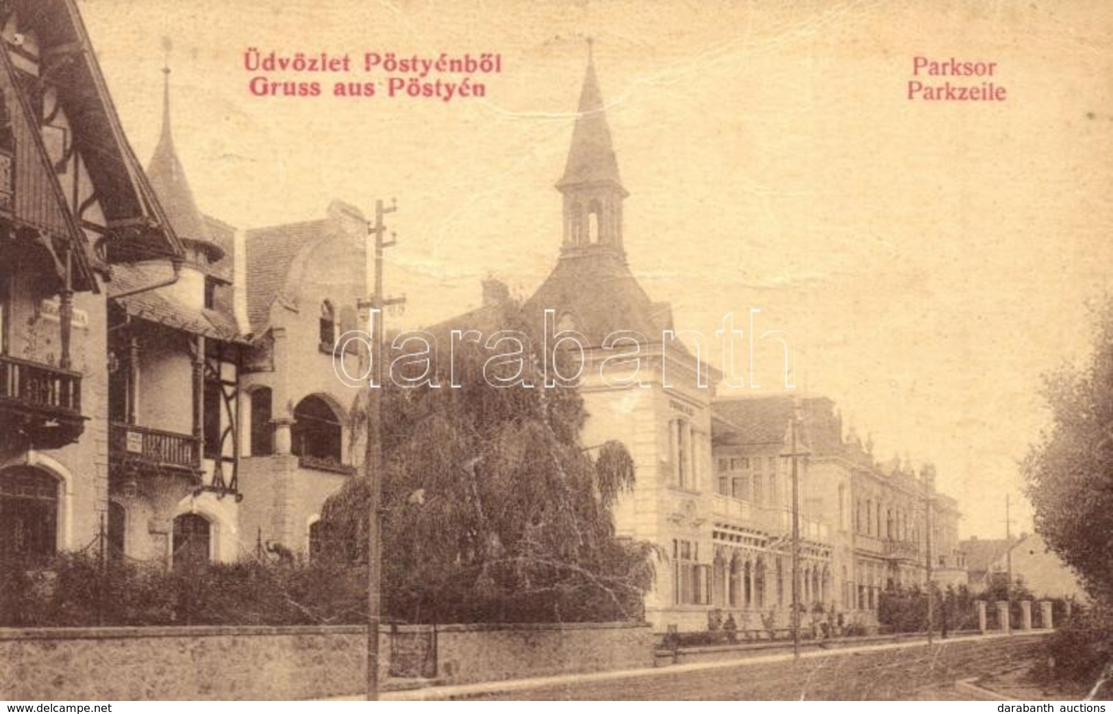 T2/T3 1907 Pöstyén, Piestany; Parksor. W.L. 866. / Parkzeile / Villa Alley  (EK) - Unclassified
