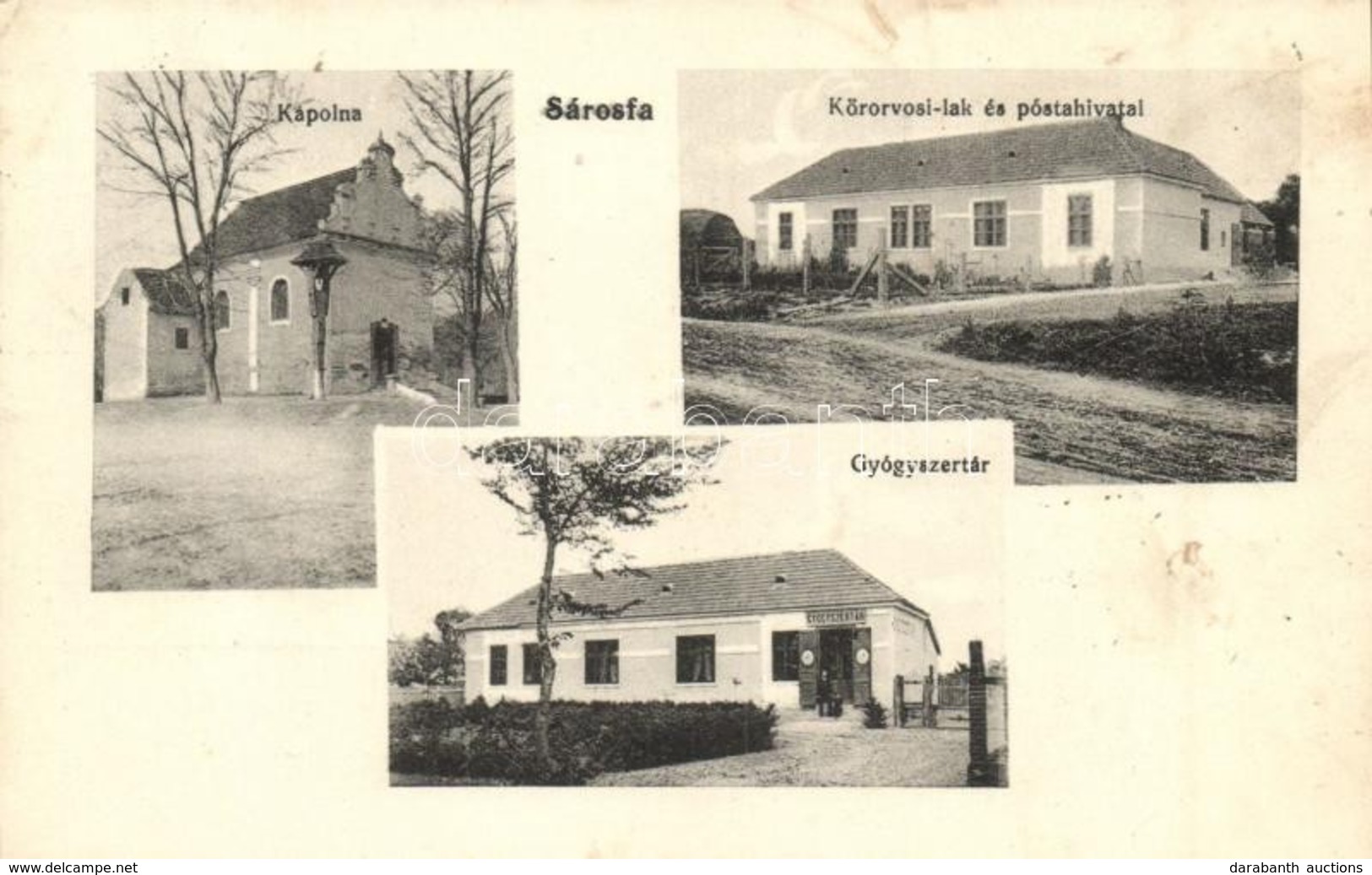 T2 1914 Sárosfa, Blatná Na Ostrove; Kápolna, Gyógyszertár, Körorvosi Lak, Postahivatal / Doctor's House, Pharmacy, Chape - Unclassified