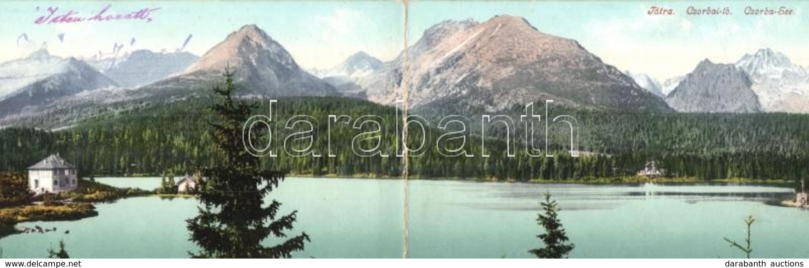 * T2/T3 Tátra, Csorba-tó, Strbské Pleso; Panorámalap / Lake, Mountains, Panoramacard - Unclassified