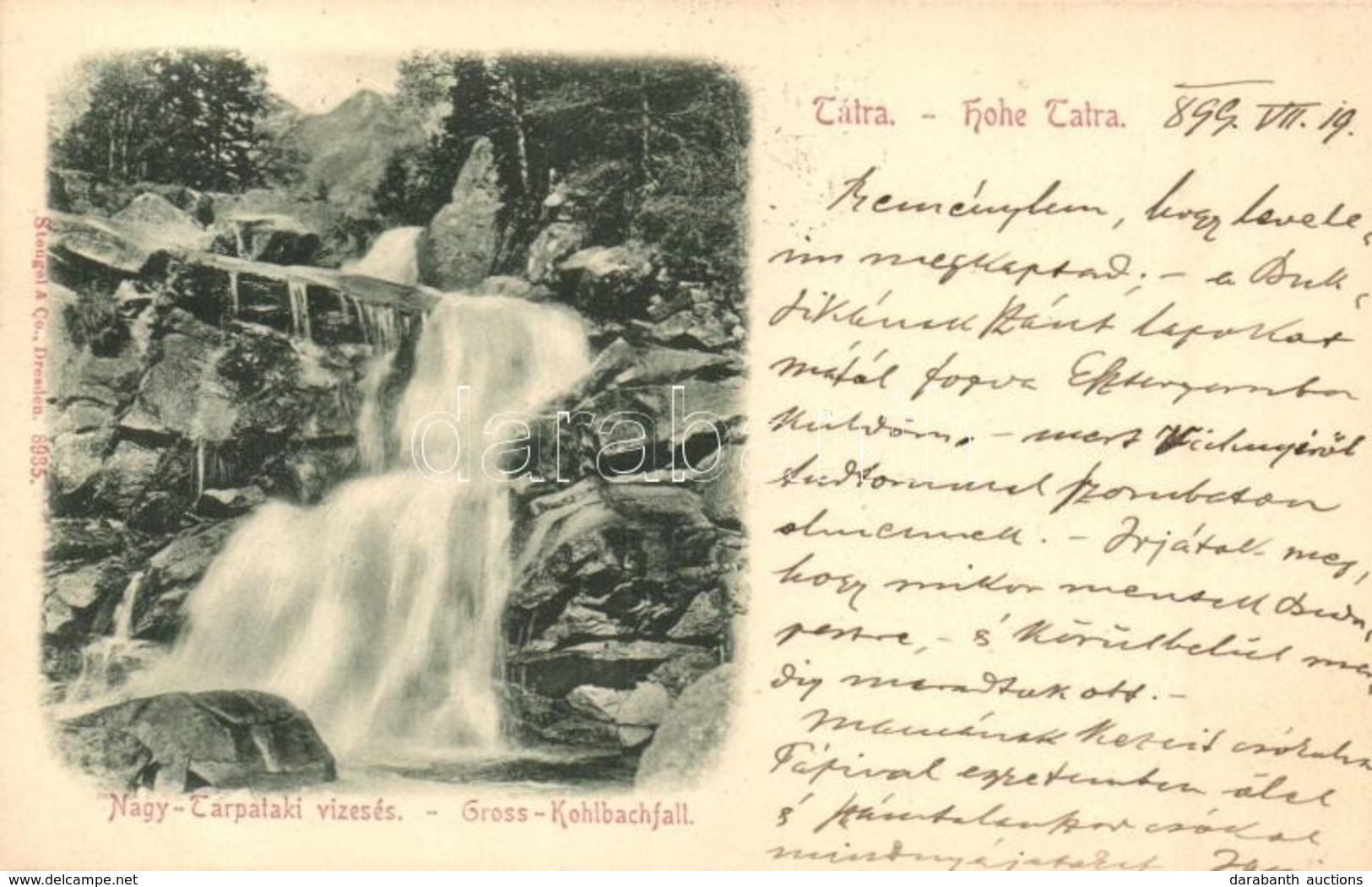 T2 1899 Tátra, Tatry; Nagy-Tarpataki Vízesés / Gross Kohlbachfall / Waterfall - Unclassified