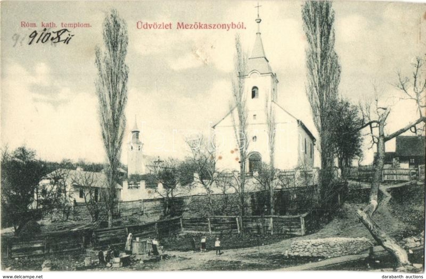 * T2/T3 Mez?kaszony, Koszony, Koszinó, Koson; Római Katolikus Templom. Klein Béla Kiadása / Church (ragasztónyom / Gluem - Unclassified