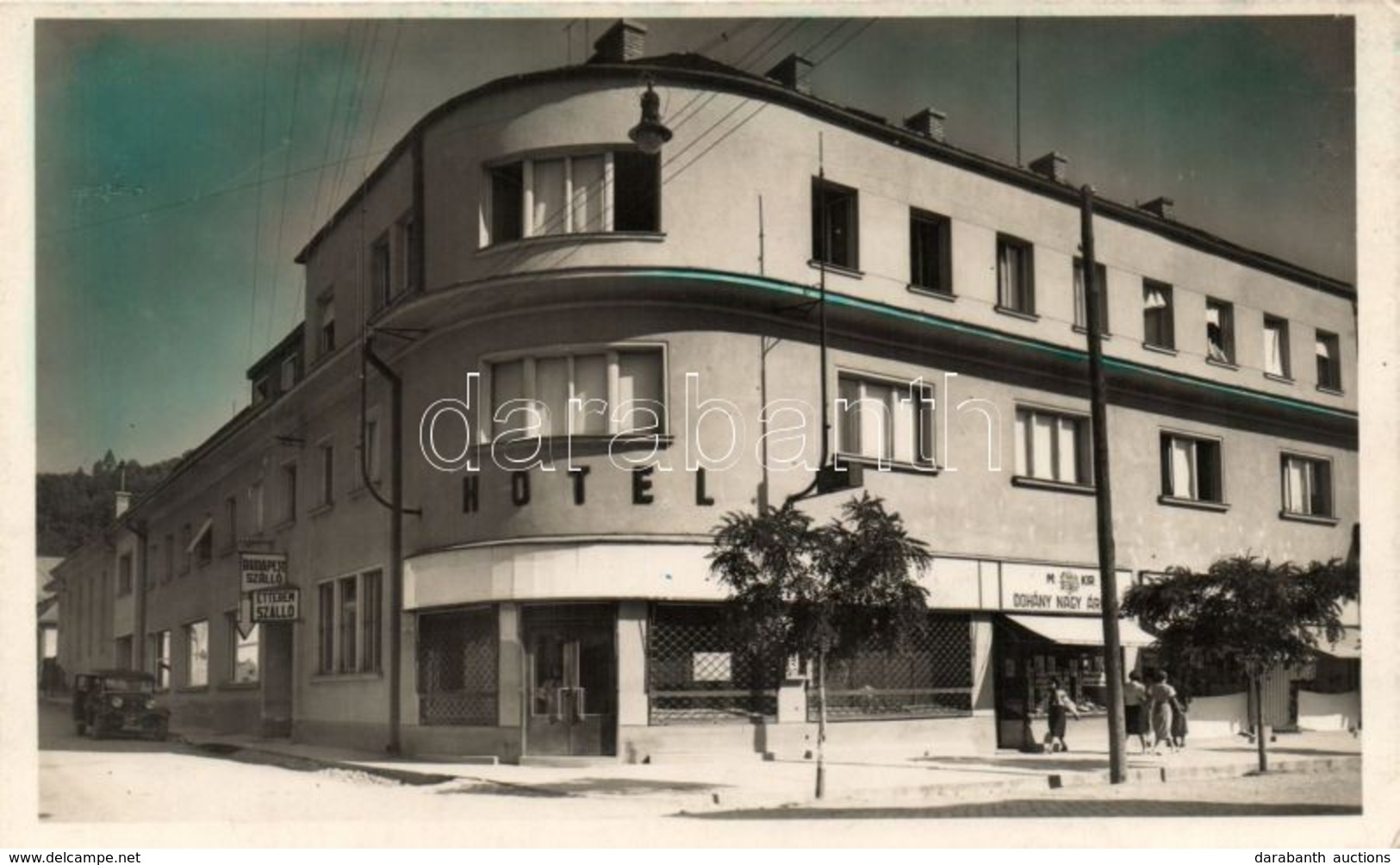 ** T2 Rahó, Rakhiv; Budapest Szálló és étterem, M. Kir. Dohány Nagy áruda / Hotel And Restaurant, Tobacco Shop, Automobi - Unclassified