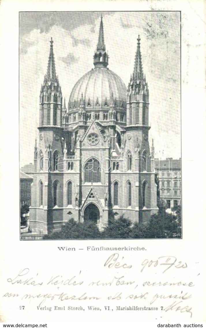 T2/T3 1900 Vienna, Wien XV. Fünfhauserkirche, Kirche Maria Vom Siege / Church. Verlag Emil Storch 27. (EK) - Non Classés