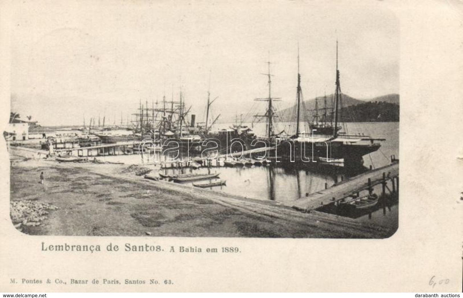 T2/T3 Santos, Lembranca, A Bahia Em 1889 / Port, Sailing Ship (small Tear) - Unclassified