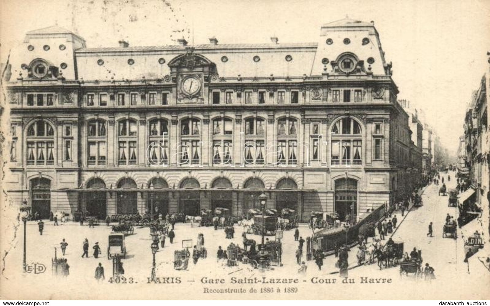 T2/T3 Paris, Gare Saint-Lazare, Cour Du Havre, Reconstruite De 1886 A 1889 / Railway Station, Street View (EB) - Zonder Classificatie