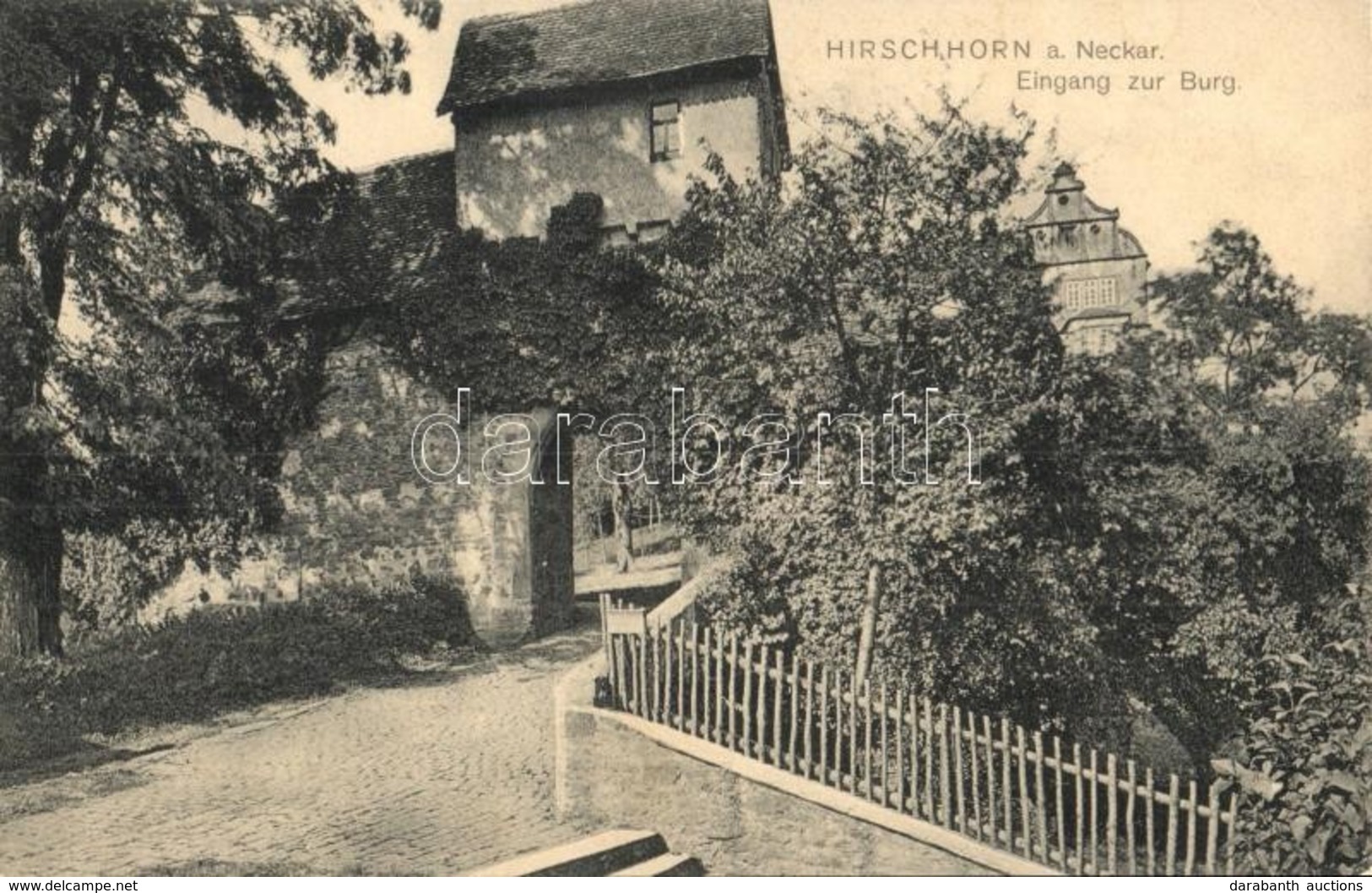 T2/T3 Hirschhorn (Neckar), Eingang Zur Burg / Castle (worn Corner) - Unclassified