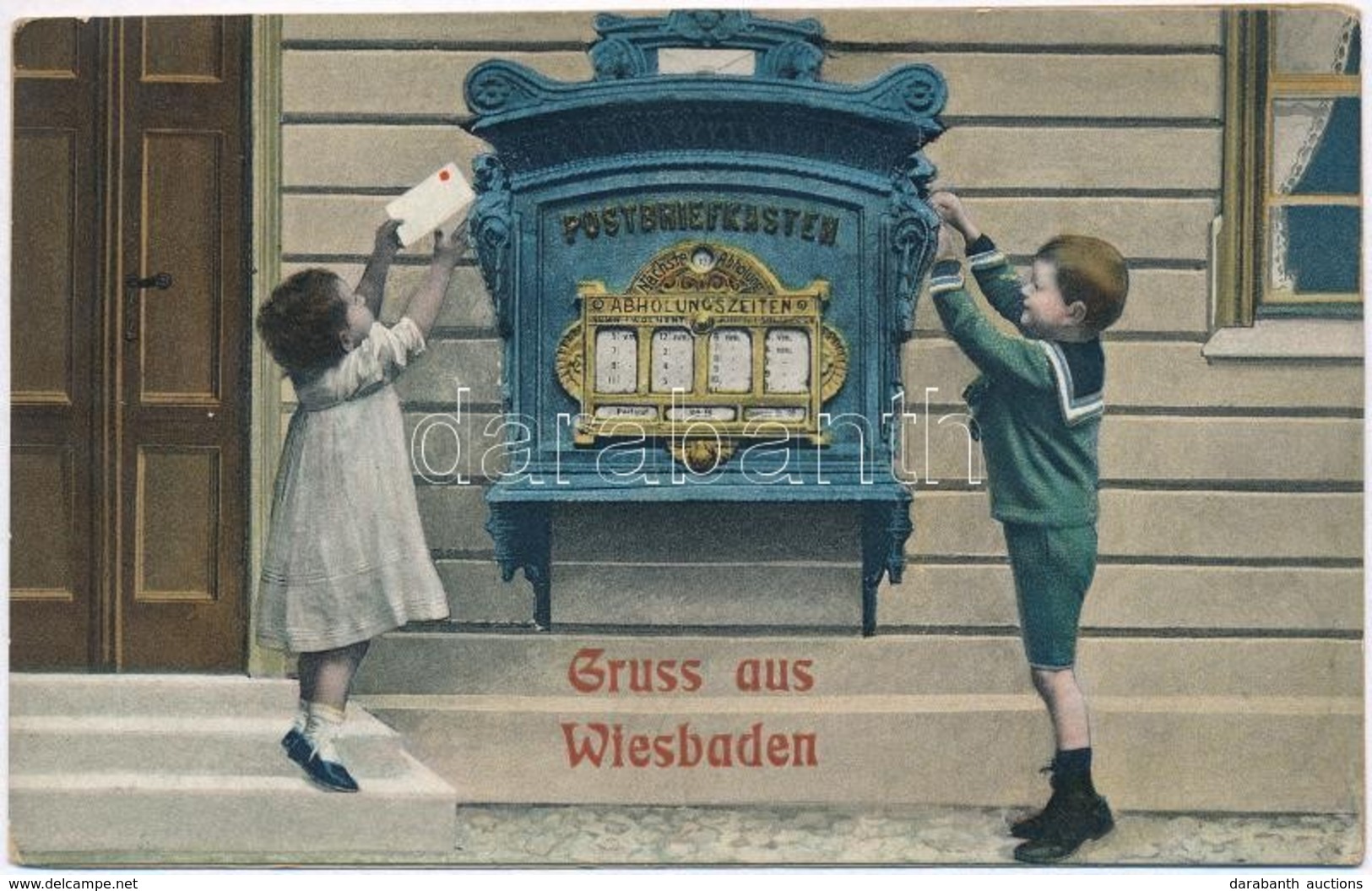 T2 Wiesbaden, Gruss Aus... Postbriefkasten / Greeting Card With Mail Box. Leporellocard - Unclassified