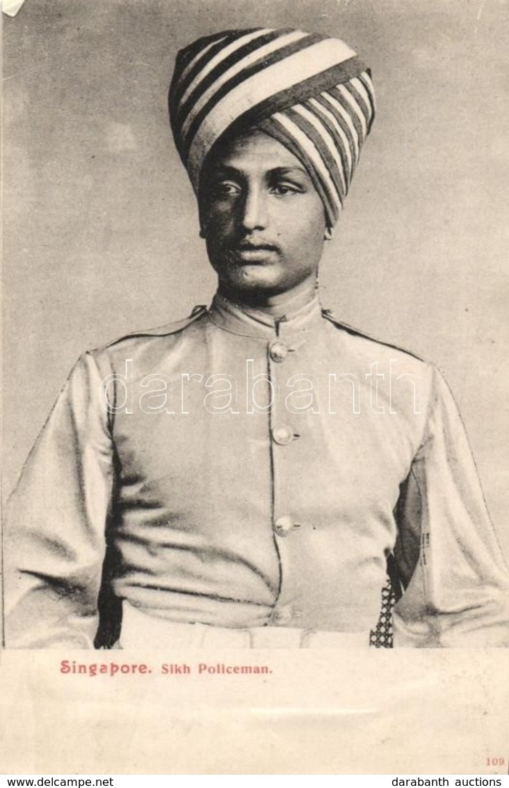 * T2/T3 Singapore, Sikh Policeman (wet Damage) - Unclassified