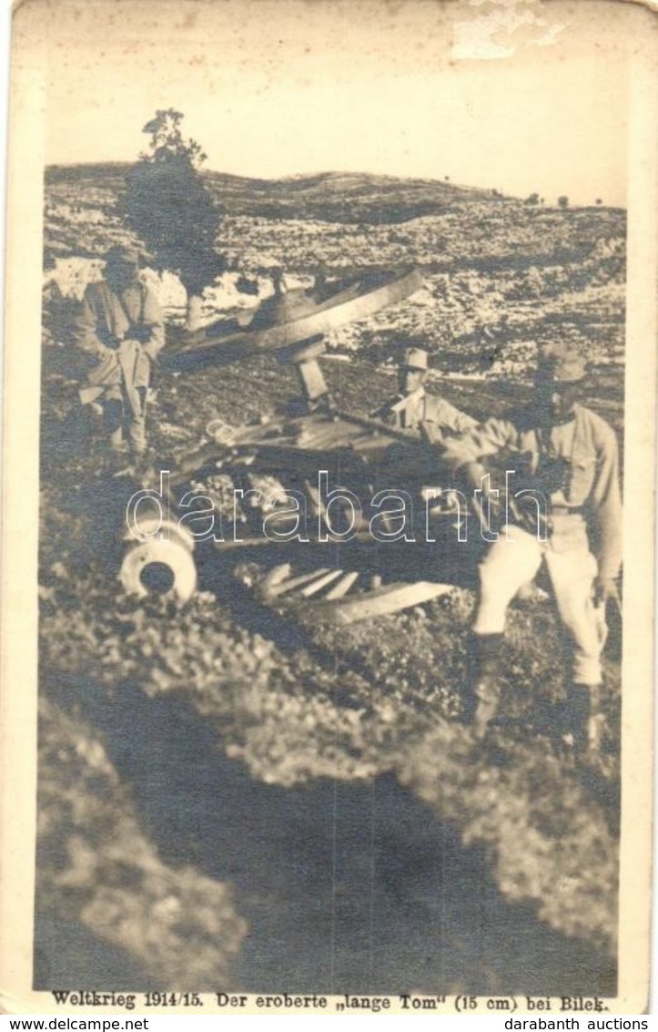 ** T2/T3 1914/15 Bilek, Zsákmányolt 'Long Tom' 15cm-es Montenegrói ágyú, Osztrák-magyar Katonák / Der Eroberte 'lange To - Unclassified
