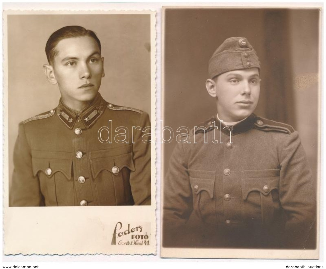 * 2 Db Magyar Katonai Portré Fotó Képeslap 1936-ból és 1942-b?l / 2 Hungarian Soldiers' Portraits From 1936 And 1942 - Unclassified