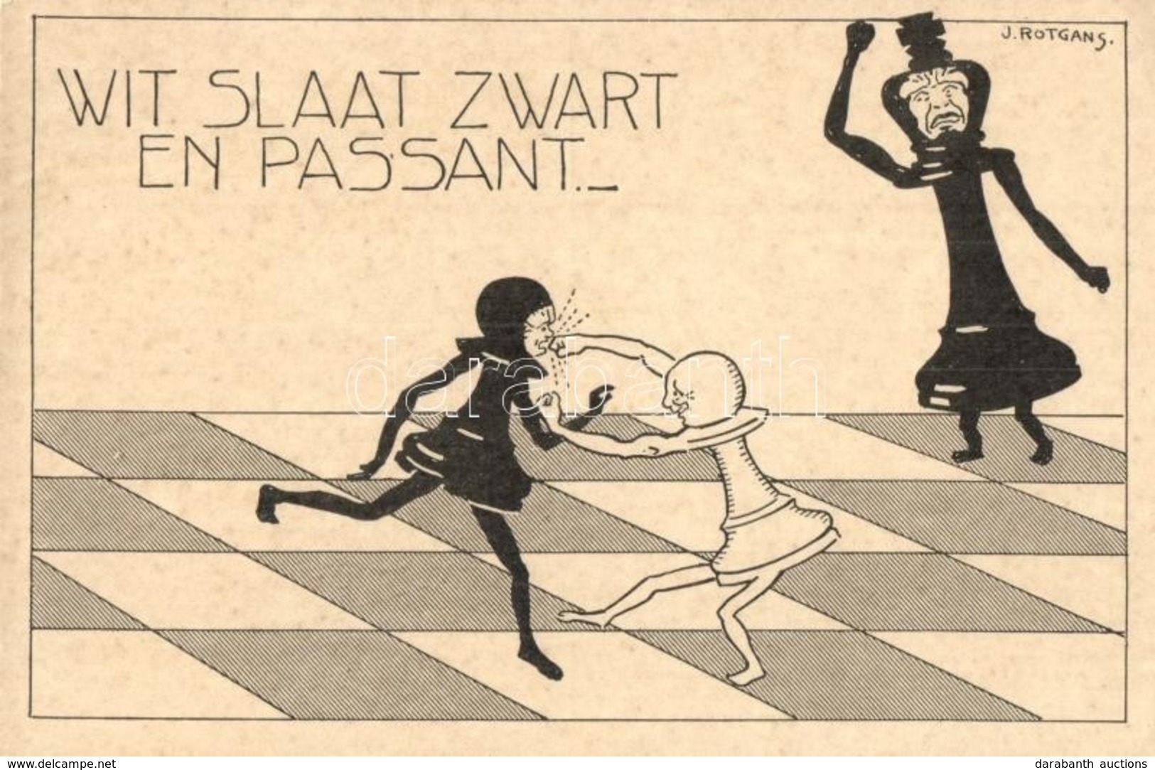 ** T2 Wit Slaat Zwart En Passant / Dutch Chess Art Postcard, Humor. S: J. Rotgans - Unclassified