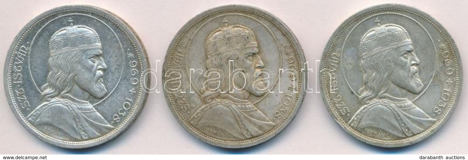 1938. 5P Ag 'Szent István' (3x) T:2,2- Ph., Patina
Adamo P8.1 - Unclassified