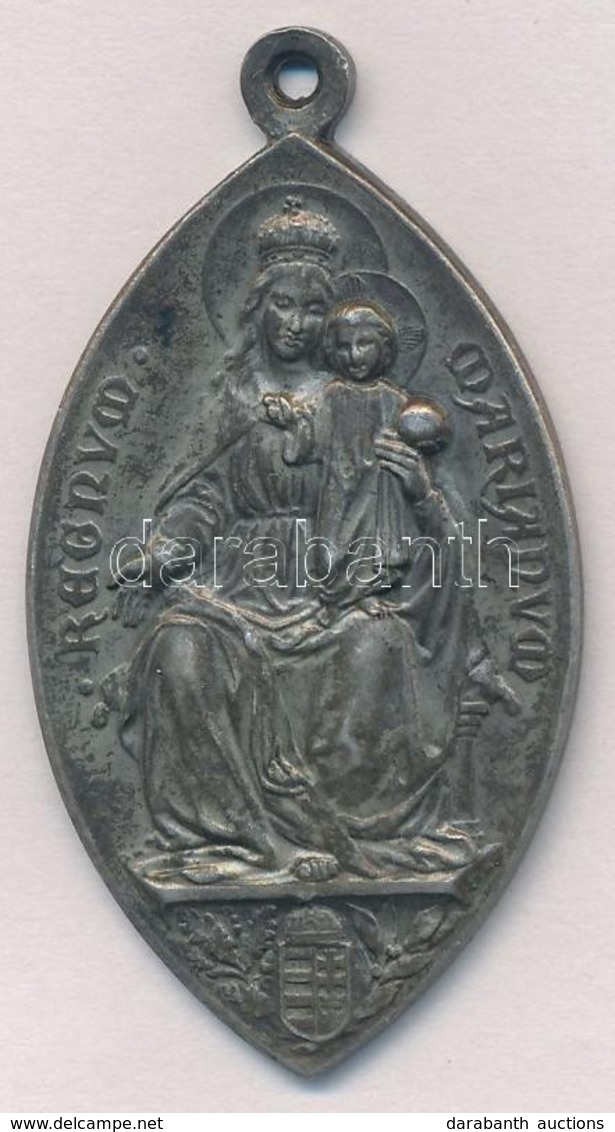 DN. 'Regnum Marianum / Sub Patrocinio Sancti Stanislai' Ovális Fém Vallási Medál Szalagon (49x26mm) T:2 - Unclassified