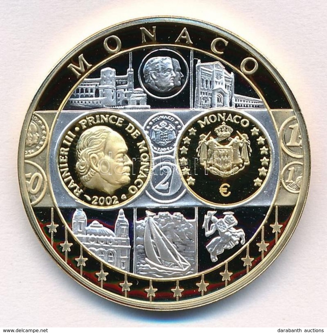 ~2002. 'Emlékérem Az Euróövezet Országainak Közös Valutájáról - Monaco' Aranyozott, Ezüstözött Cu-Ni Emlékérem (35mm) T: - Unclassified