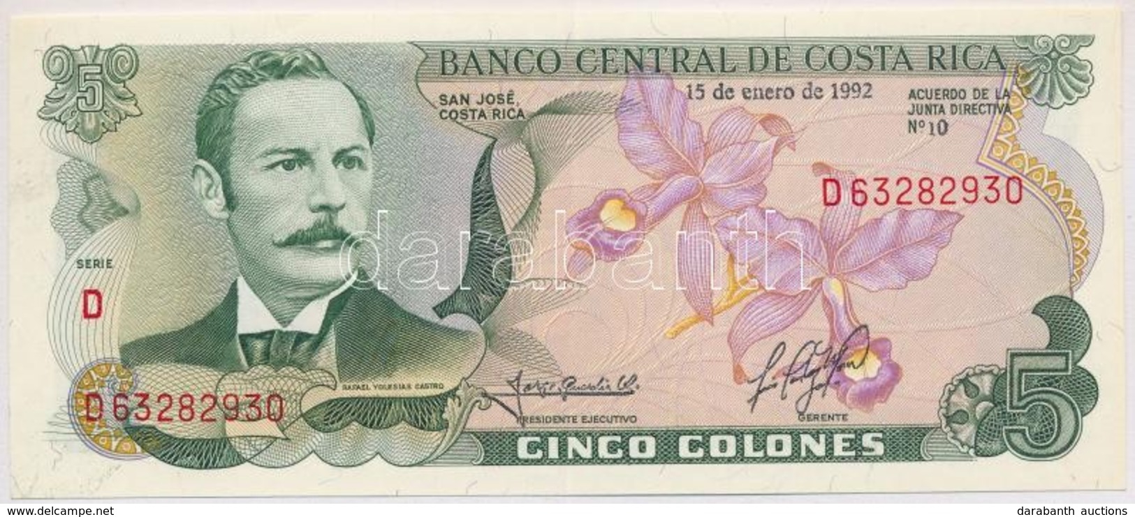 Costa Rica 1992. 5C T:I 
Costa Rica 1992. 5 Colones C:UNC 
Krause 236.e - Unclassified