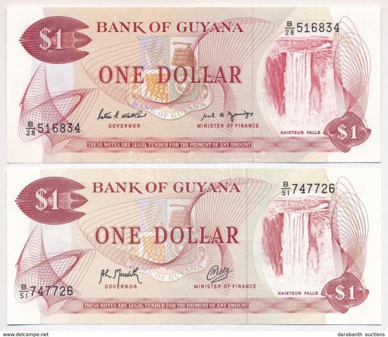 Guyana 1989-1992. 1$ (2x) Klf Aláírásokkal T:I
Guyana 1989-1992. 1 Dollar (2x) With Diff Signatures C:UNC
Krause 21 - Unclassified