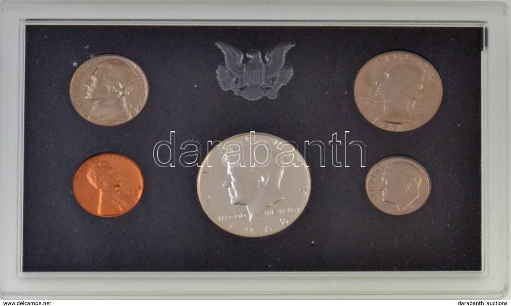 Amerikai Egyesült Államok 1968S 1d-1/2$ (5xklf) Dísztokos Szettben T:PP Küls? Borító Sérült 
USA 1968S 1 Dime - 1/2 Doll - Unclassified