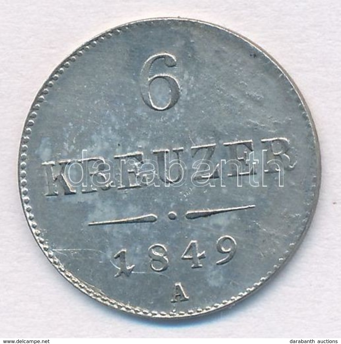 Ausztria 1849A 6kr Ag T:2 Lapkahiba
Austria 1849A 6 Kreuzer Ag C:XF Planchet Error
Krause KM#2200 - Unclassified