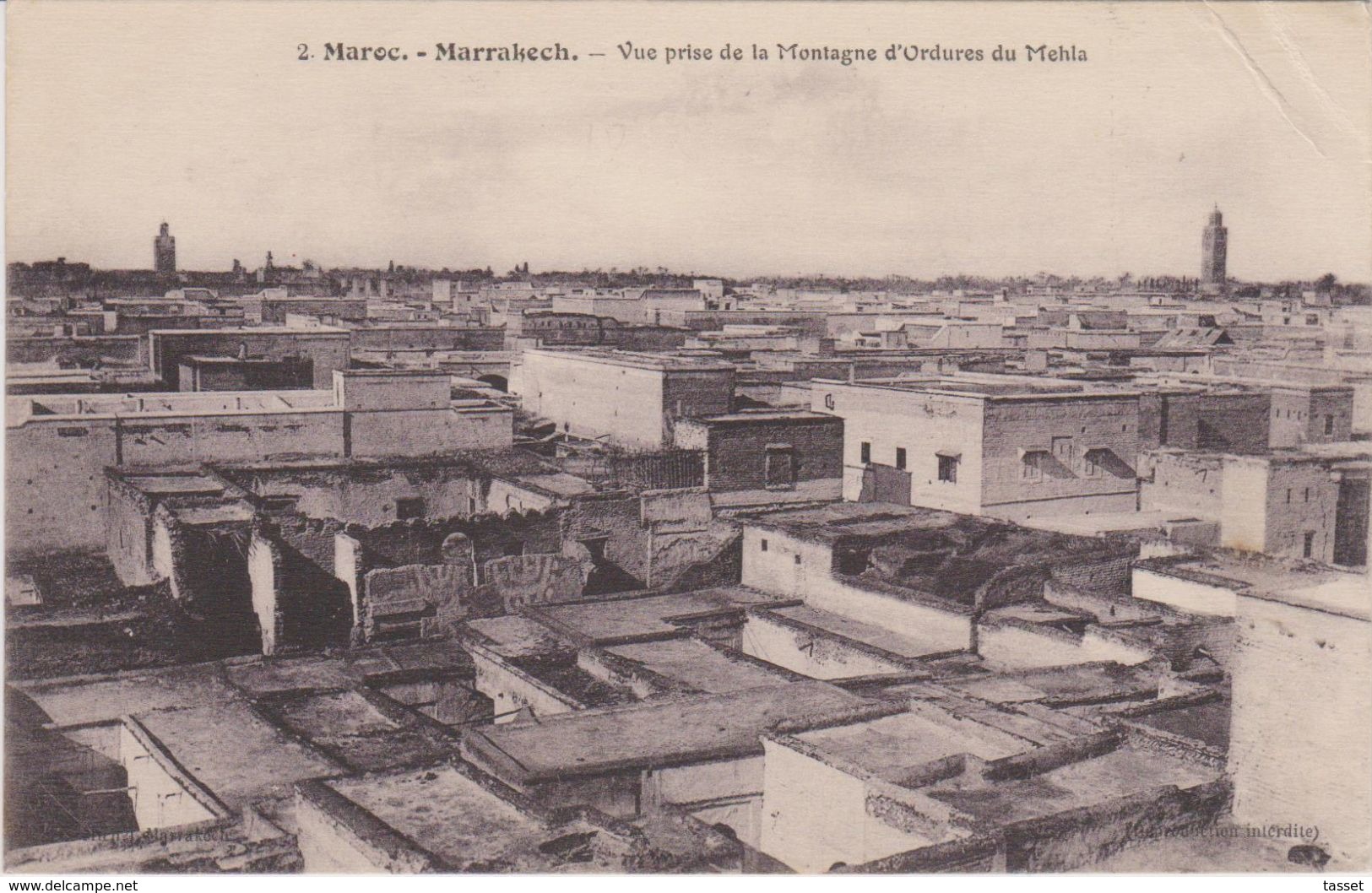 Maroc : Lot De 2 CPA - Marrakech -Vue Prise De La Montagne Du Mehla + Porte De Bab Khmich  - Voir 2 Scans - Marrakech