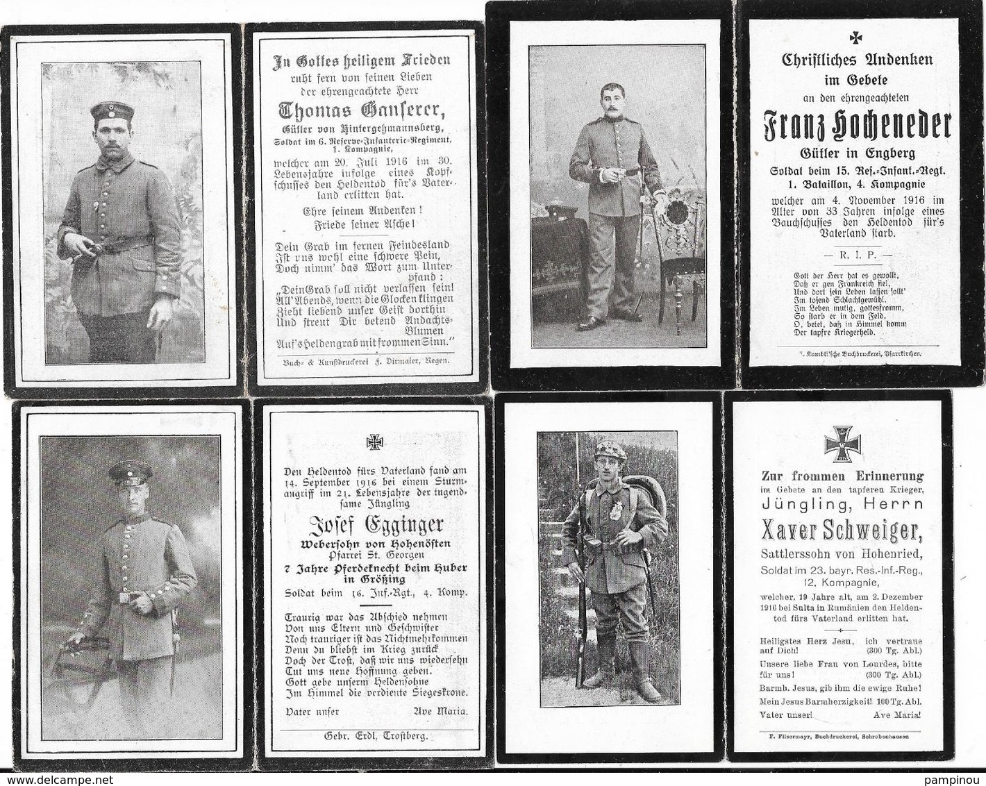 Lot 8 AVIS DE DECES Soldats Allemands - Guerre 14/18 - 1914-18