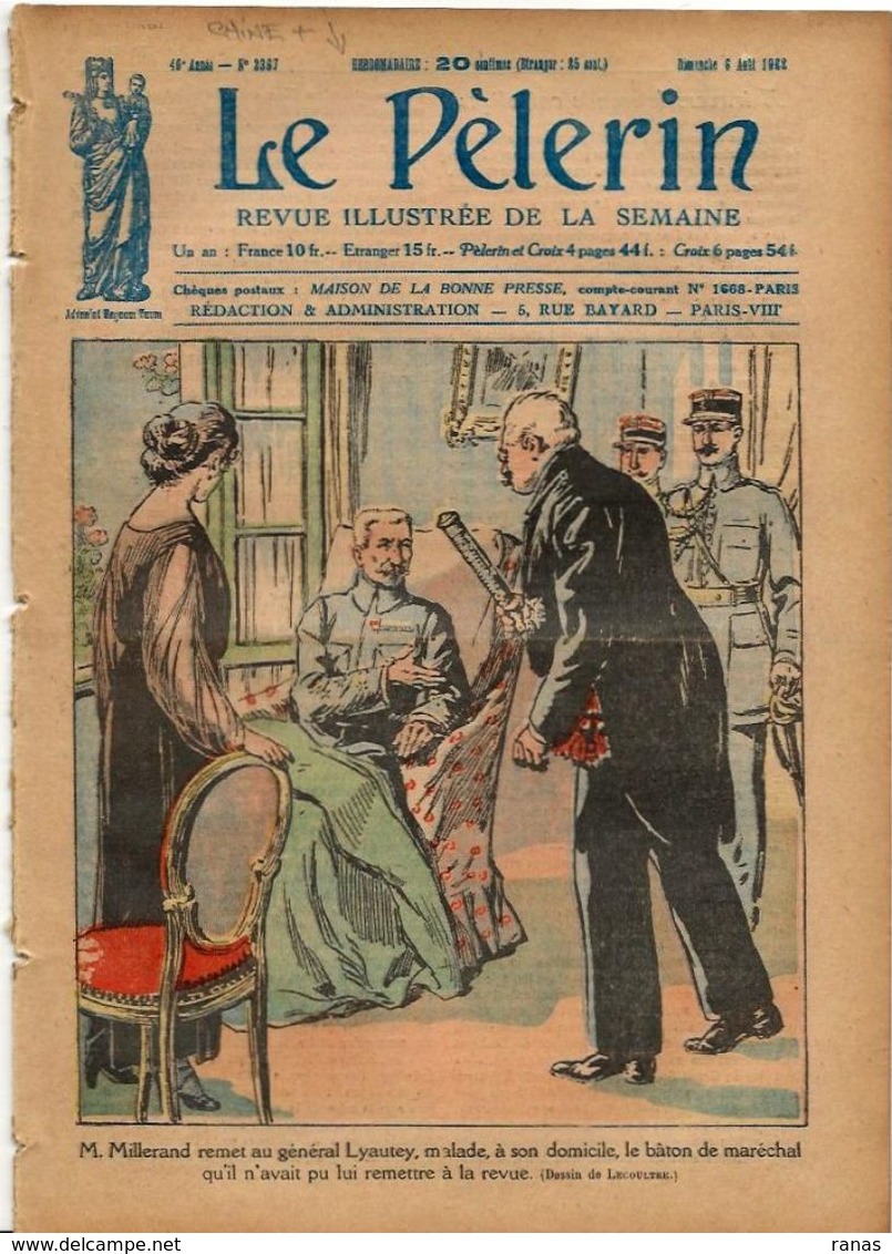 Chine Tientsin Lyautey Revue Le Pélerin N° 2367 De 1922 - Other & Unclassified