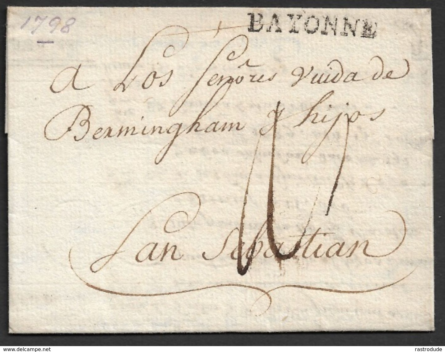 1798 LAC Bayonne Vers San Sebastian. Espagne - 1701-1800: Précurseurs XVIII