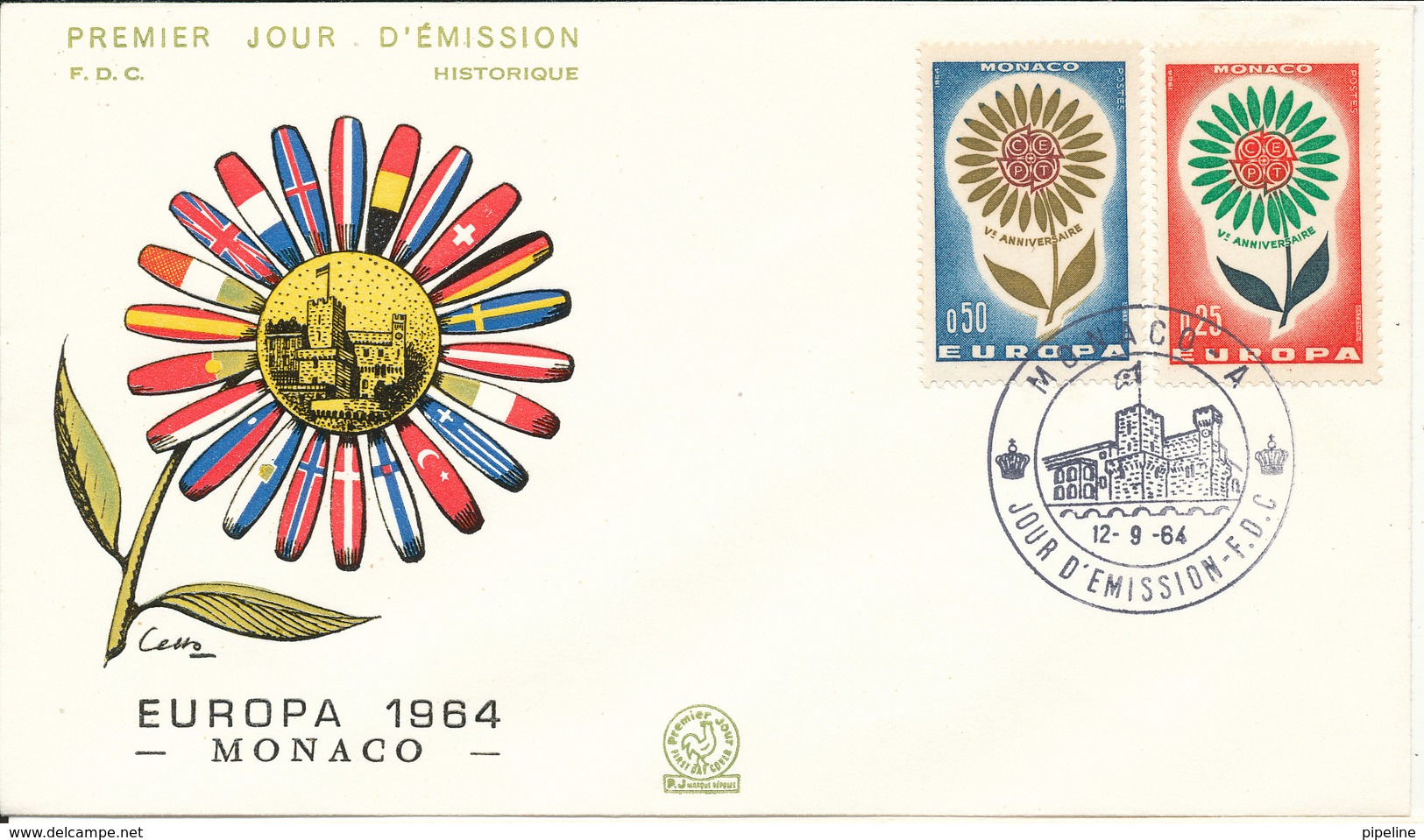 Monaco FDC 12-9-1964 EUROPA CEPT Complete Set Of 2 With Cachet - 1964