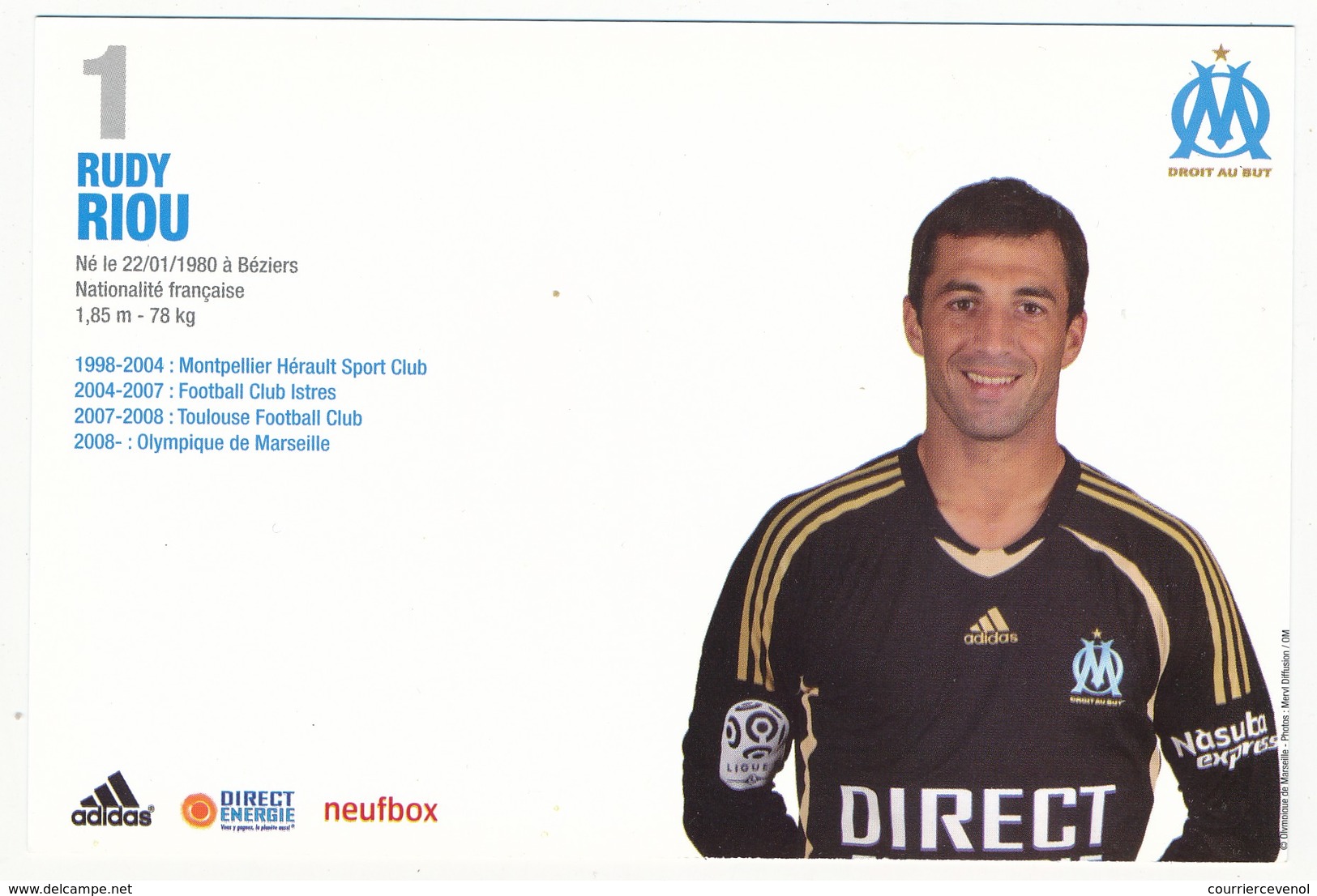 Fiche - Olympique De Marseille OM  - Rudy RIOU - Saison 2008/09 - Sports