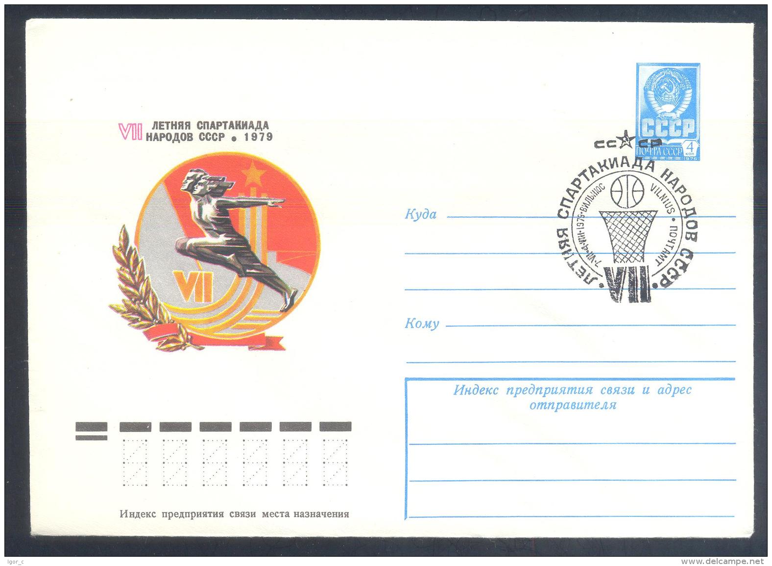 Russia CCCP 1979 Card: Basketball; Summer Spartakiada Vilnius Lietuva Litvania - Basket-ball