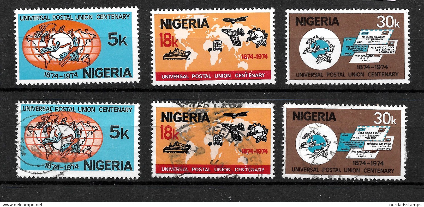 Nigeria, 1974 UPU Centenary, Complete Set MM And Used (6824) - Nigeria (1961-...)