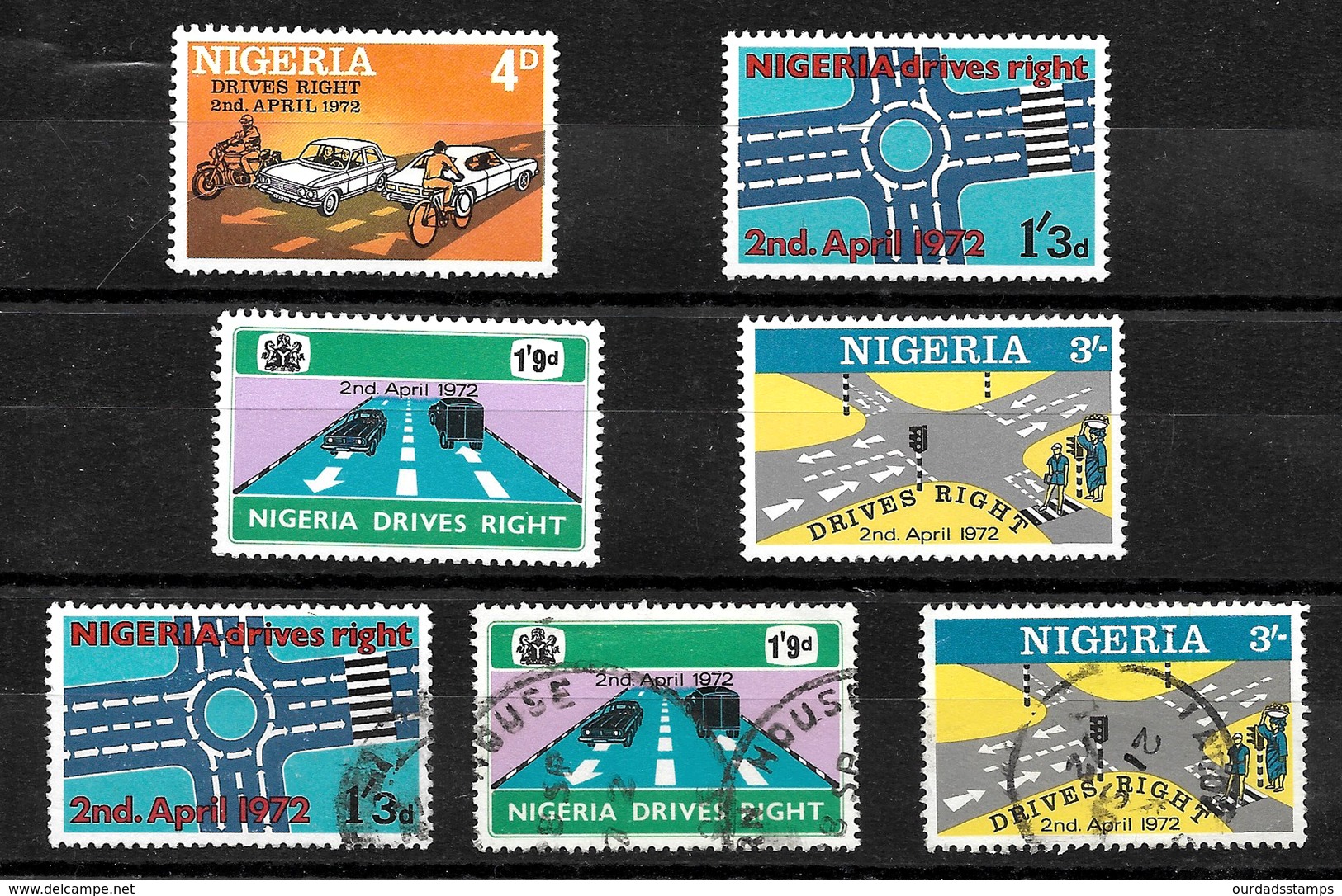 Nigeria, 1972 Change To Driving On Right, Complete Set MNH Plus Used (6830) - Nigeria (1961-...)
