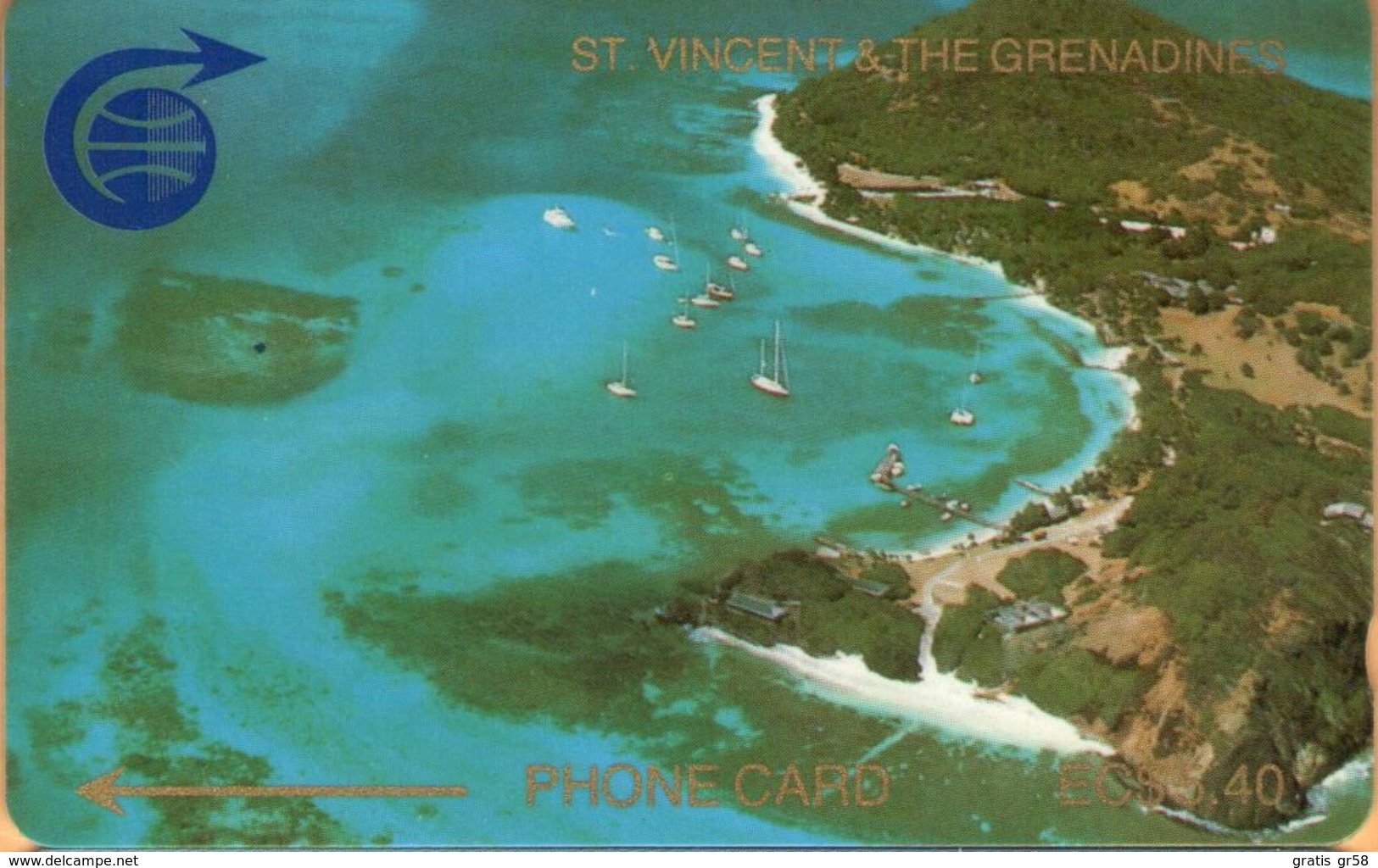 St. Vincent & The Grenadines - STV-2A, GPT, 2CSKA, Admiralty Bay (Small Notch), 5.40 EC$, 1000ex, 1990, Mint - St. Vincent & The Grenadines