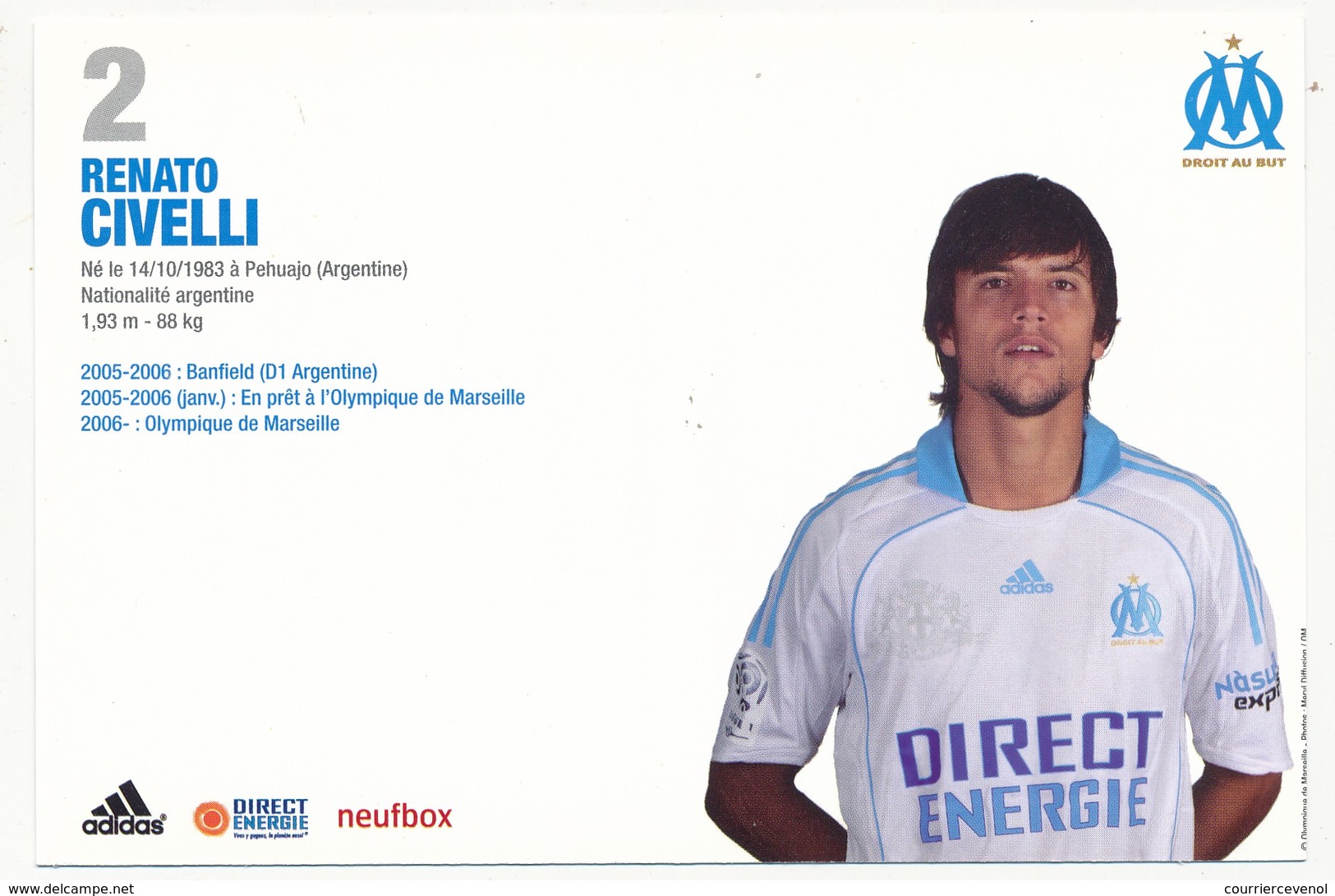 Fiche - Olympique De Marseille OM  - Renato CIVELLI - Saison 2008/09 - Sports
