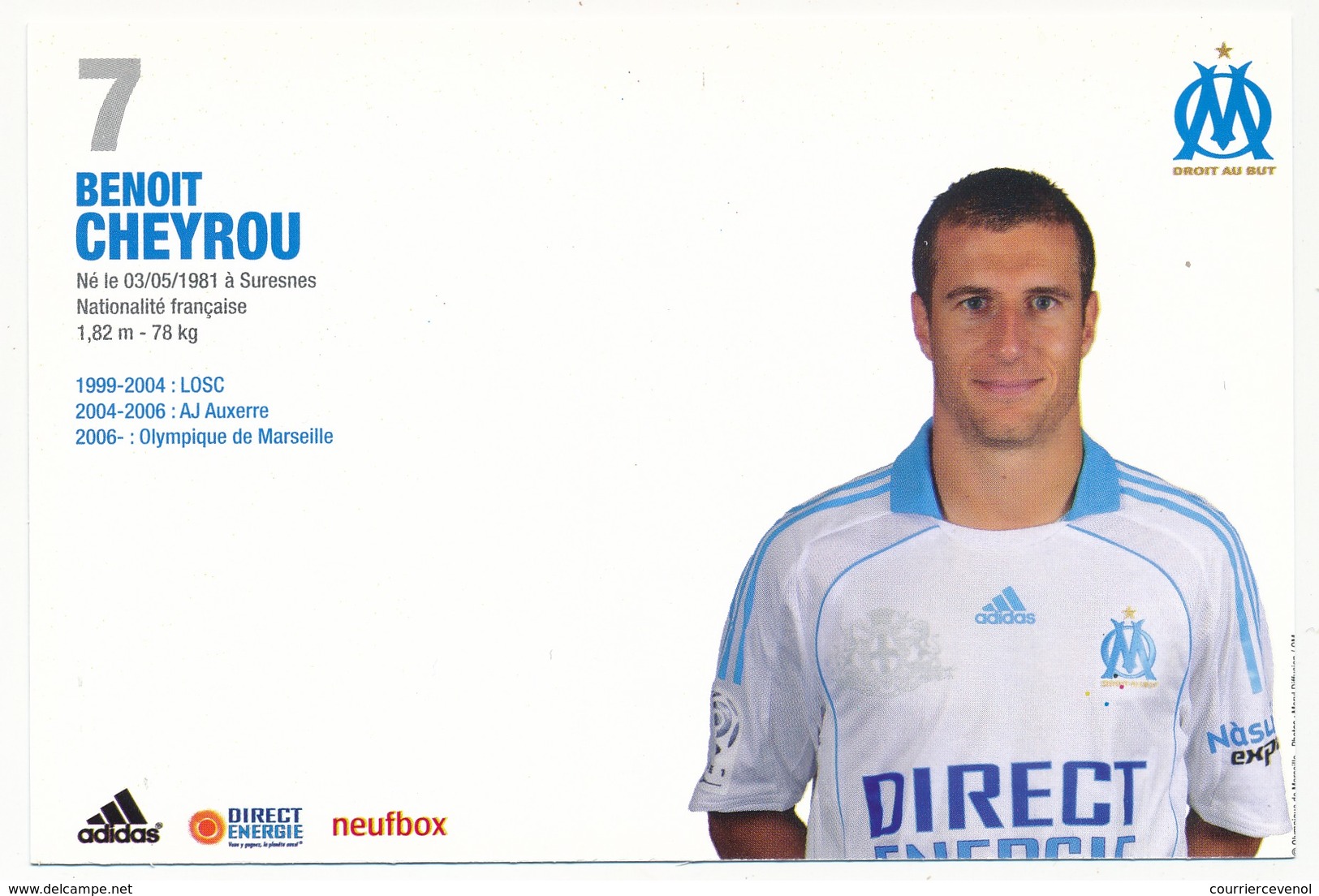 Fiche - Olympique De Marseille OM  - Benoit CHEYROU - Saison 2008/09 - Sports