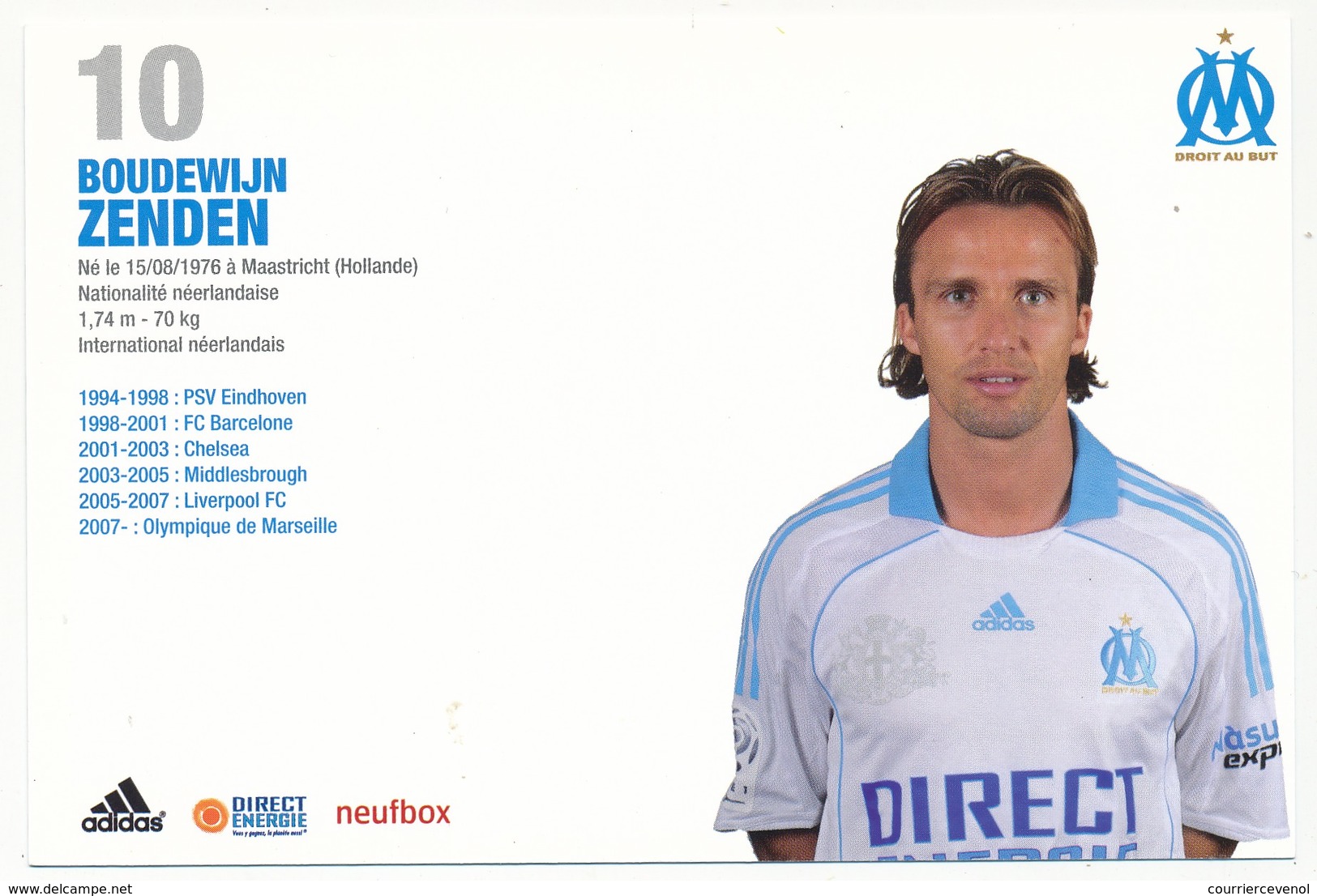 Fiche - Olympique De Marseille OM  - Boudewijn ZENDEN - Saison 2008/09 - Sports