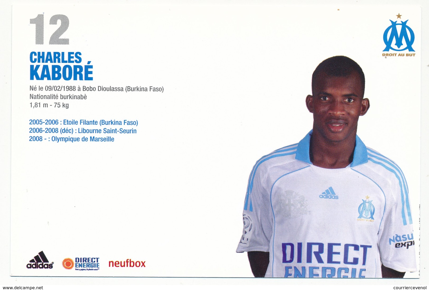 Fiche - Olympique De Marseille OM  - Charles KABORÉ - Saison 2008/09 - Sports