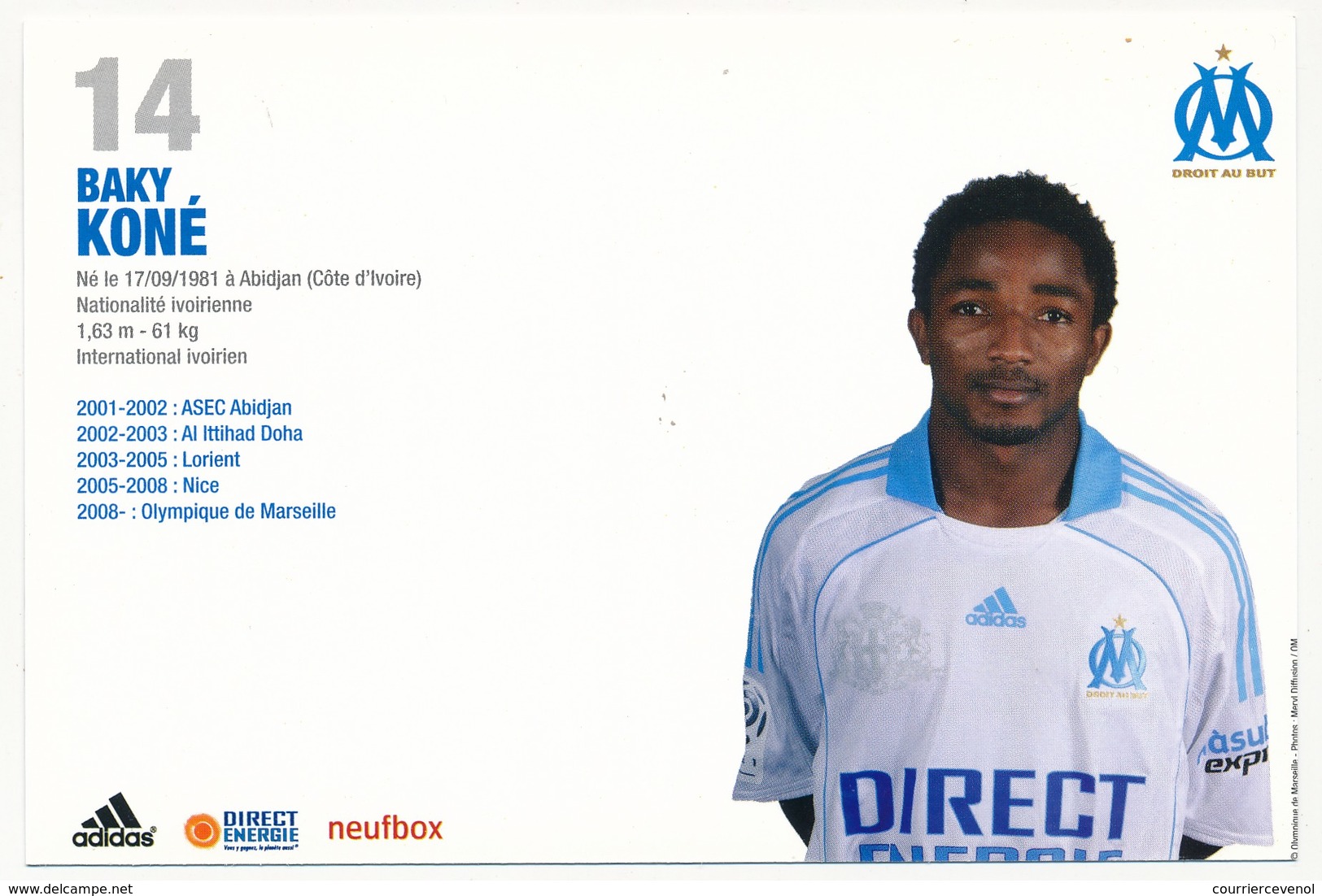 Fiche - Olympique De Marseille OM  - Baky KONÉ - Saison 2008/09 - Sport