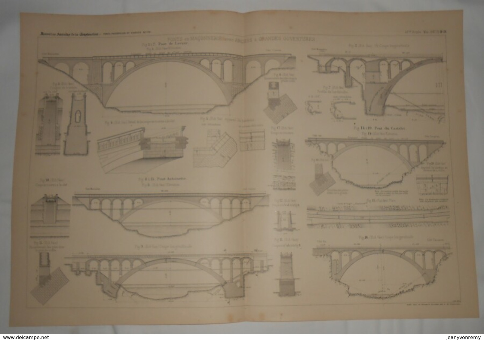 Plan De Ponts En Maçonnerie Avec Arches à Grandes Ouvertures. Pont De Lavaur. Pont Antoinette. 1887. - Travaux Publics