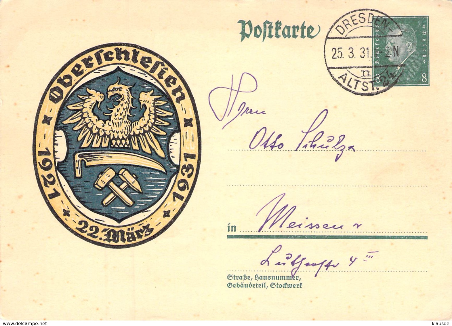 P190  Deutsches Reich 1931 - Postcards